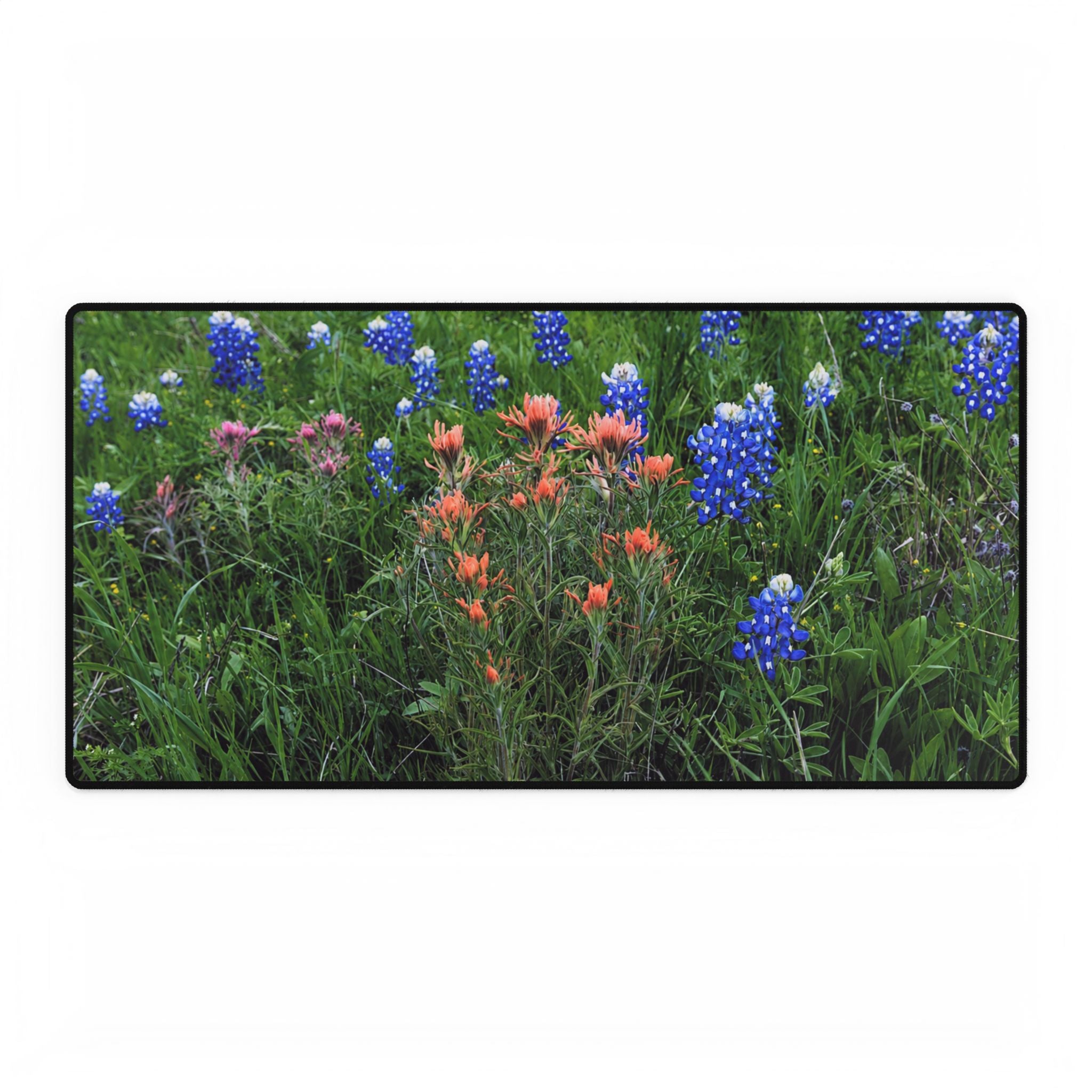 Mouse Pad & Desk Mat | Texas Bluebonnets & Peach Indian Paintbrush | My Blu Horizon