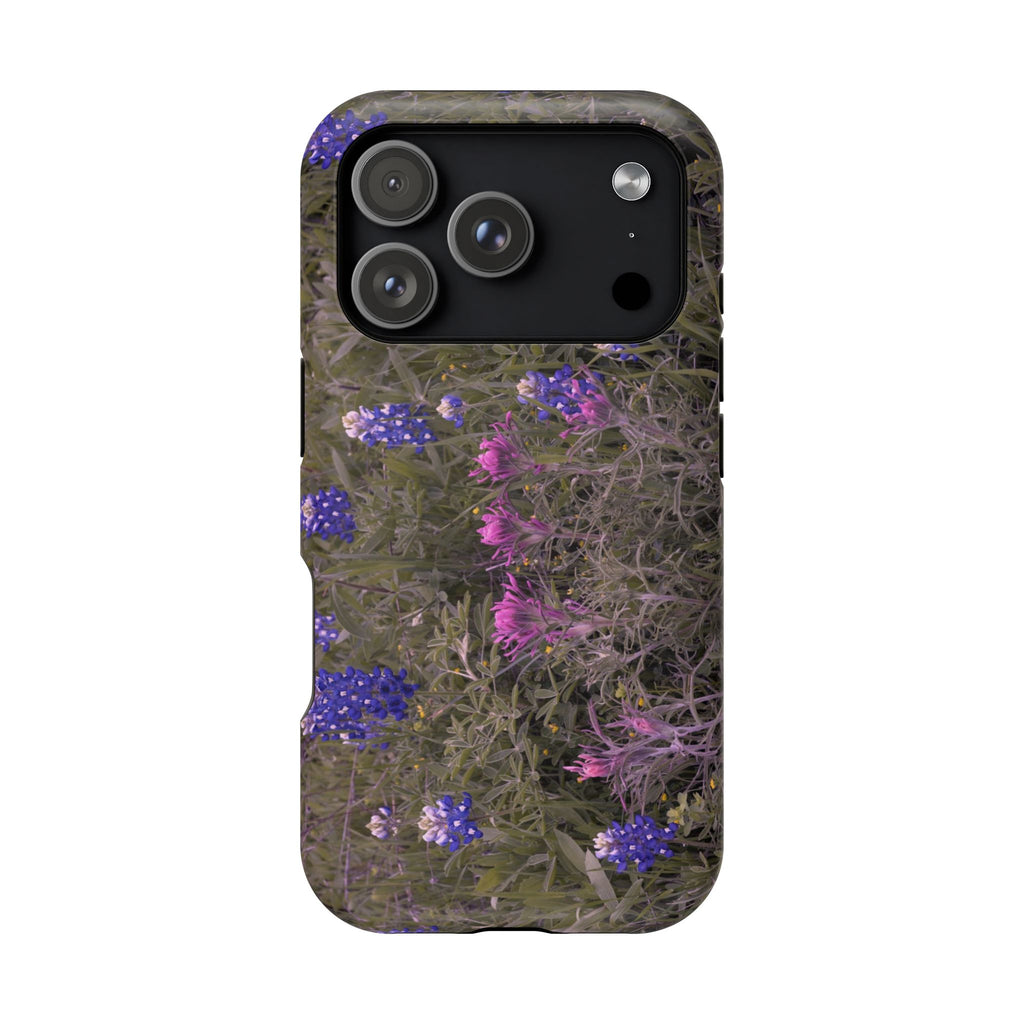 Iphone MagSafe Case -Texas Icons Bluebonnets and Paintbrushes - My Blu Horizon