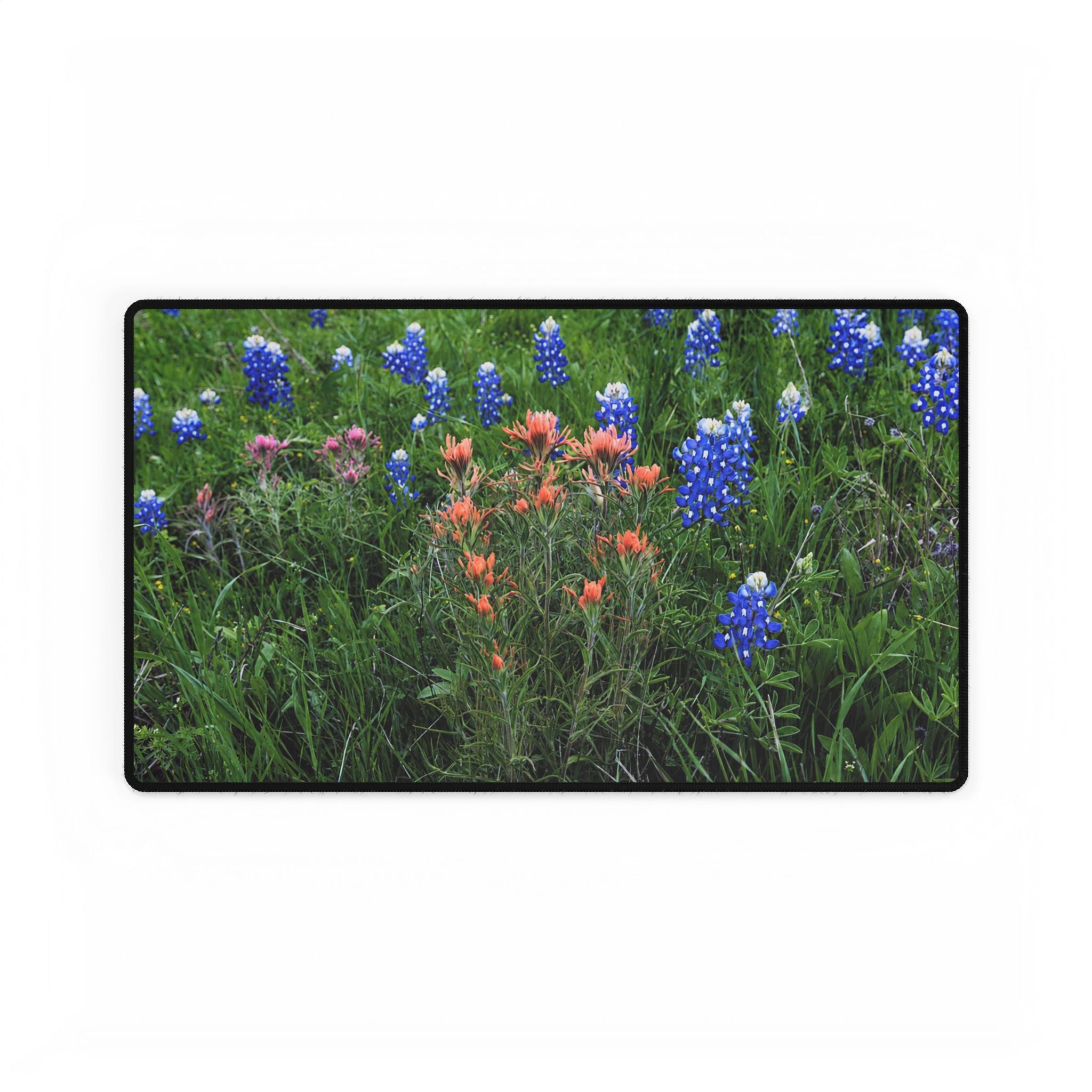 Mouse Pad & Desk Mat | Texas Bluebonnets & Peach Indian Paintbrush | My Blu Horizon
