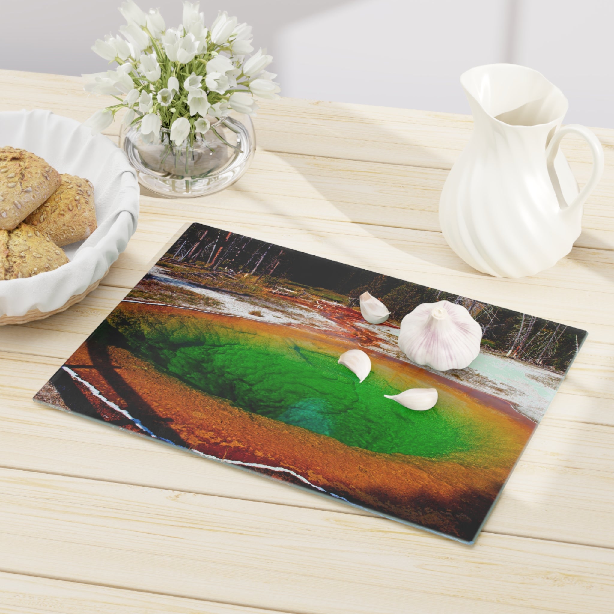 Tempered Glass Cutting Board - Morning Glory Pool, Yellowstone National Park - My Blu Horizon