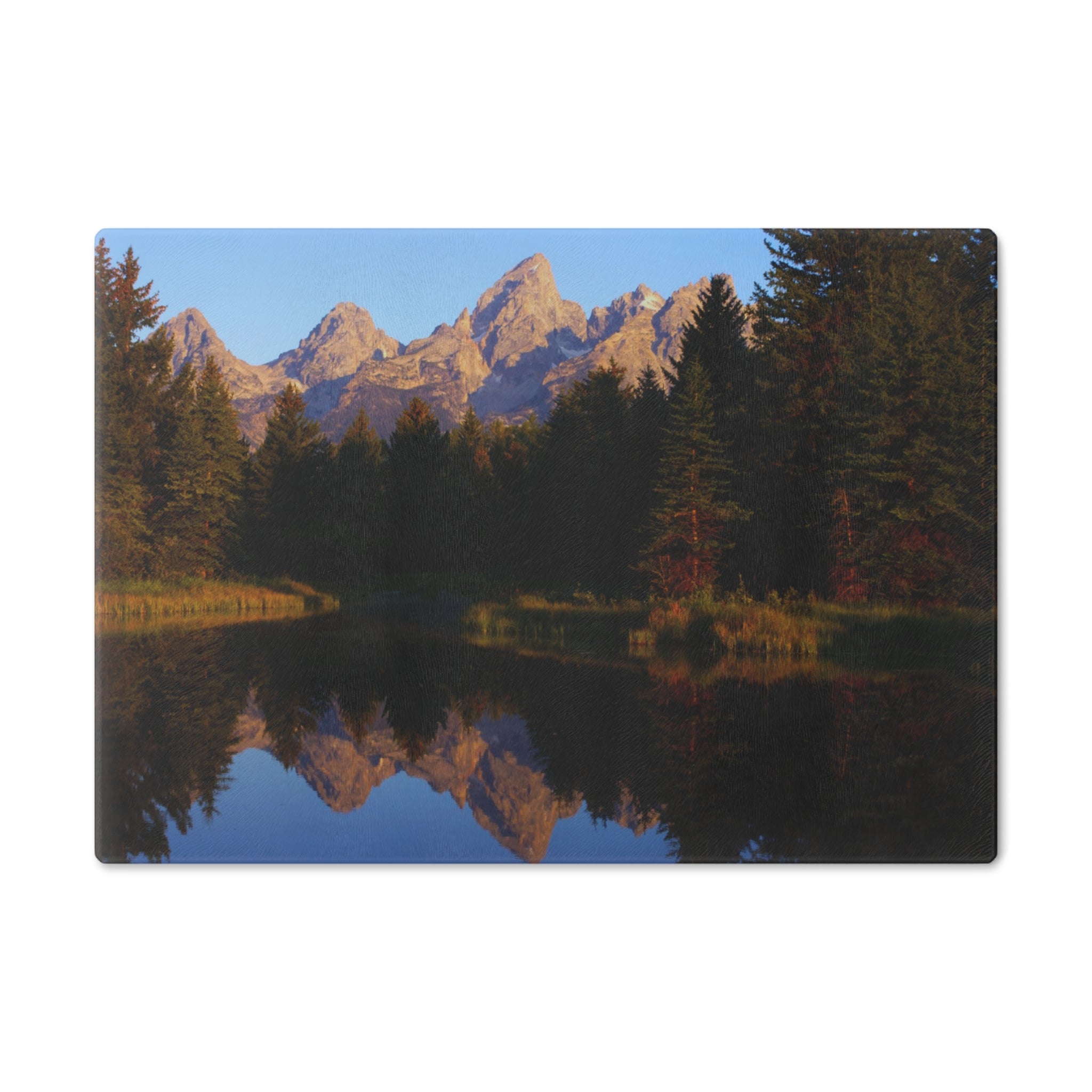 Tempered Glass Cutting Board - Schwabacher's Landing Grand Tetons - My Blu Horizon