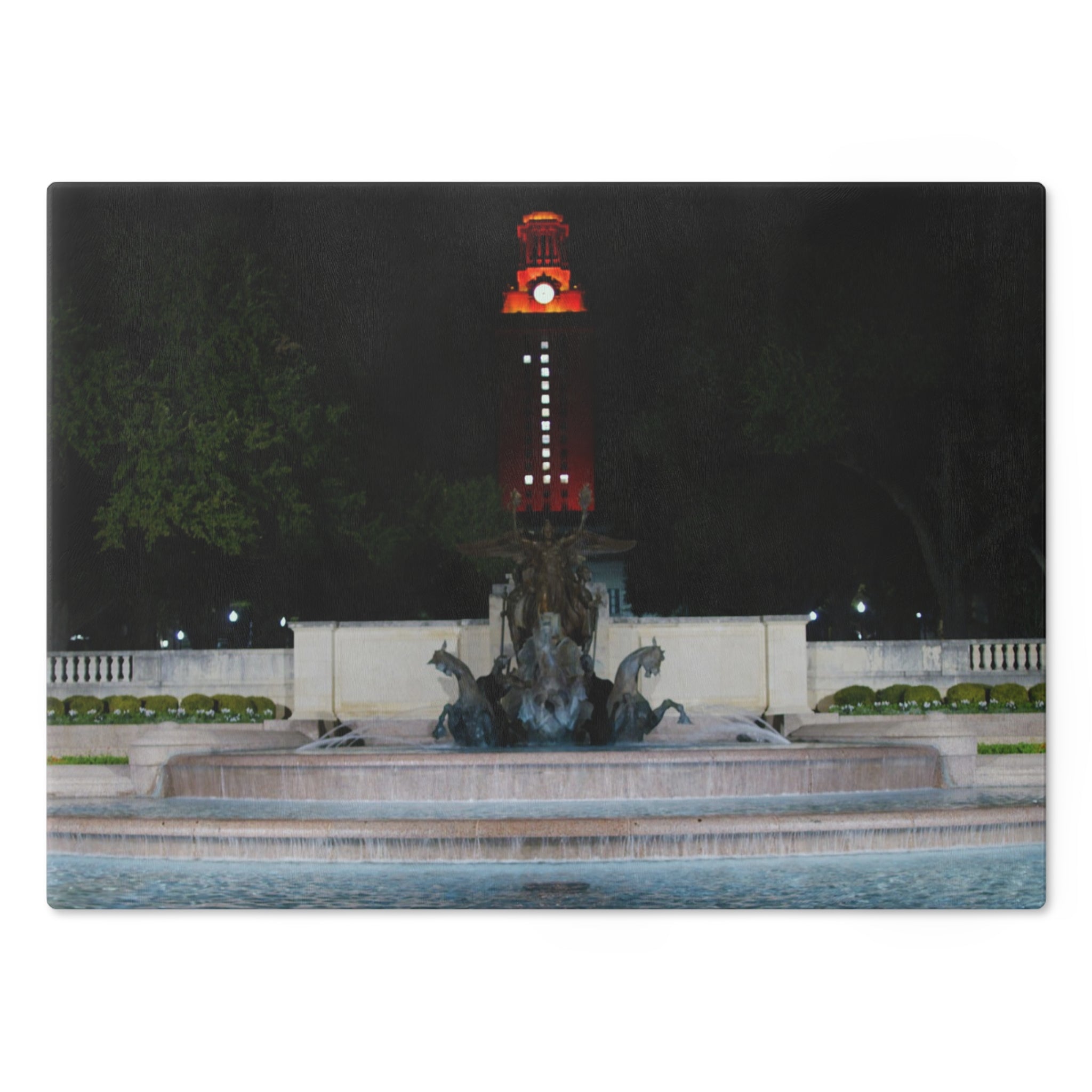 Tempered Glass Cutting Board - Littlefield Fountain, Texas Longhorns - My Blu Horizon