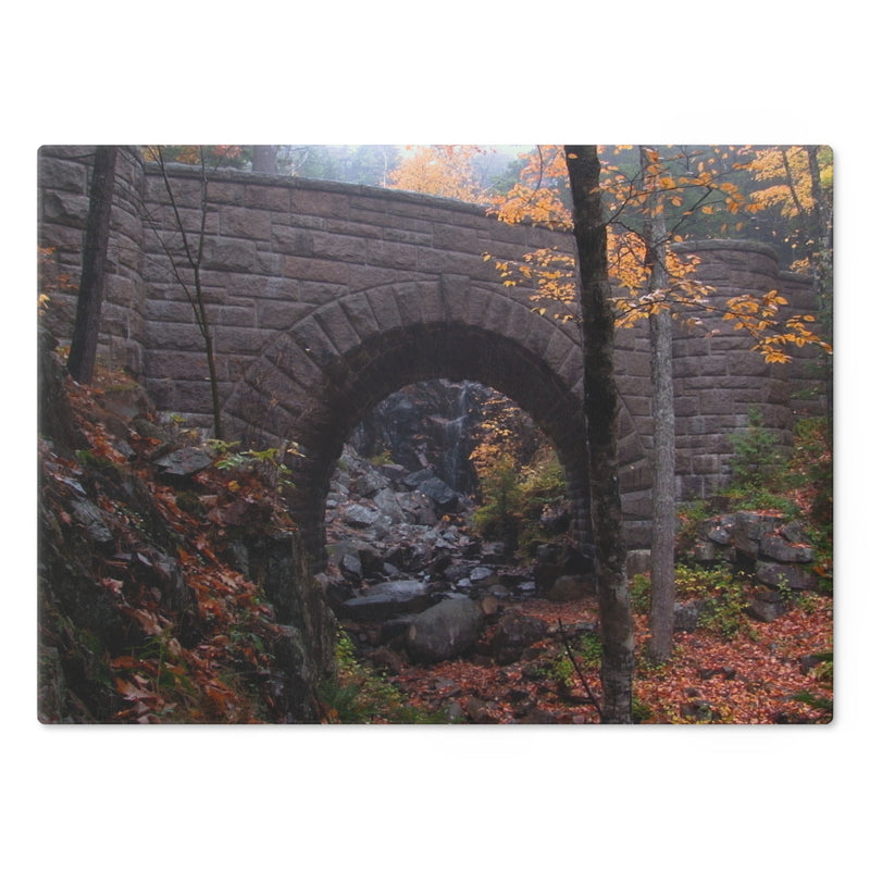 Tempered Glass Cutting Board | Waterfall Bridge Fall | Acadia National Park | My Blu Horizon