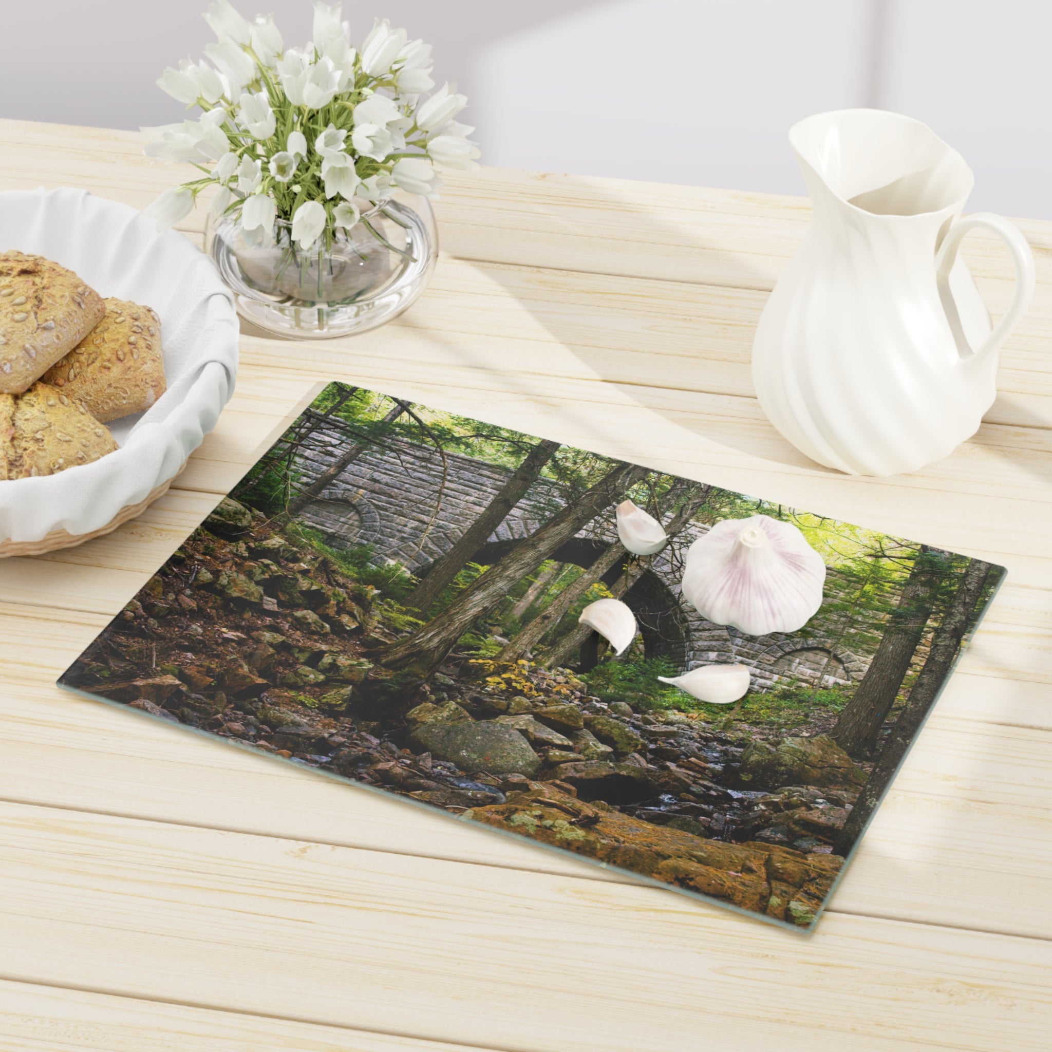 Tempered Glass Cutting Board - Hemlock Bridge, Acadia - My Blu Horizon