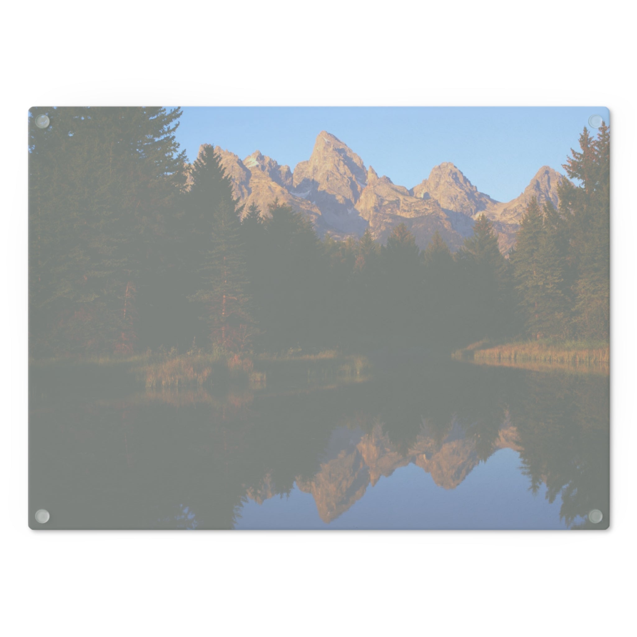 Tempered Glass Cutting Board - Schwabacher's Landing Grand Tetons - My Blu Horizon