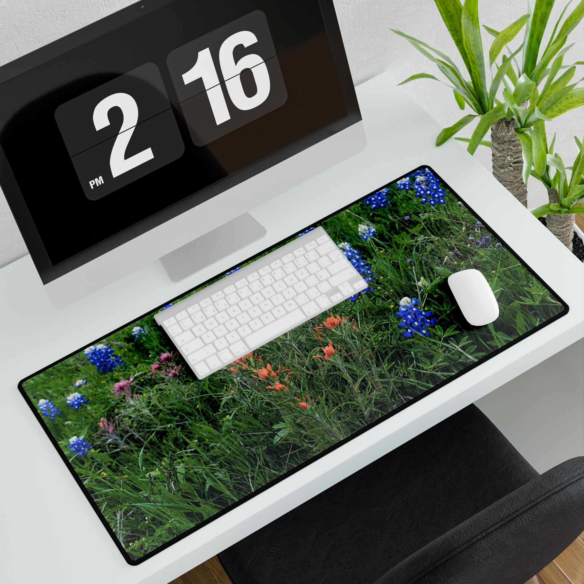 Mouse Pad & Desk Mat | Texas Bluebonnets & Peach Indian Paintbrush | My Blu Horizon