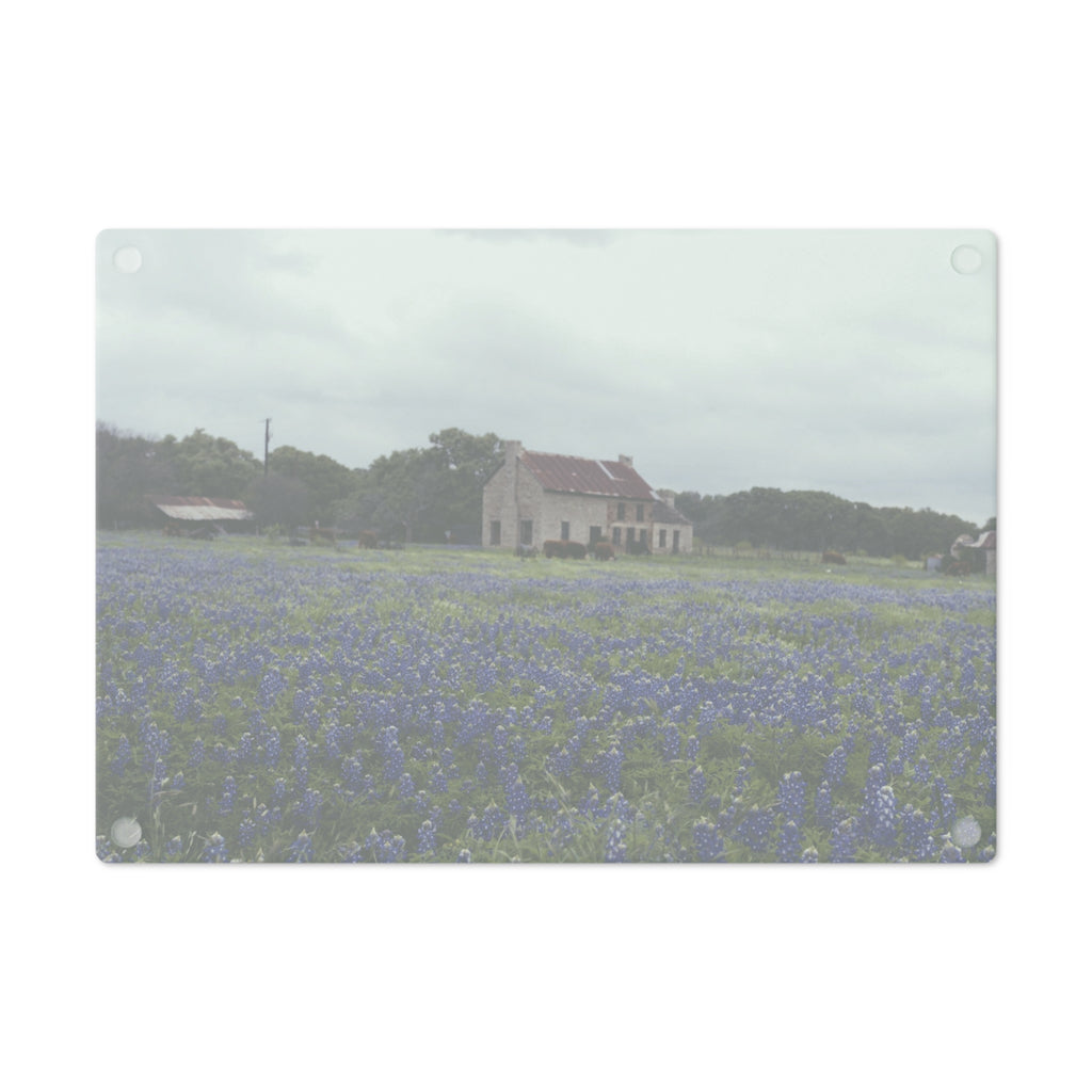 Tempered Glass Cutting Board - Texas Bluebonnets, Marble Falls House- My Blu Horizon