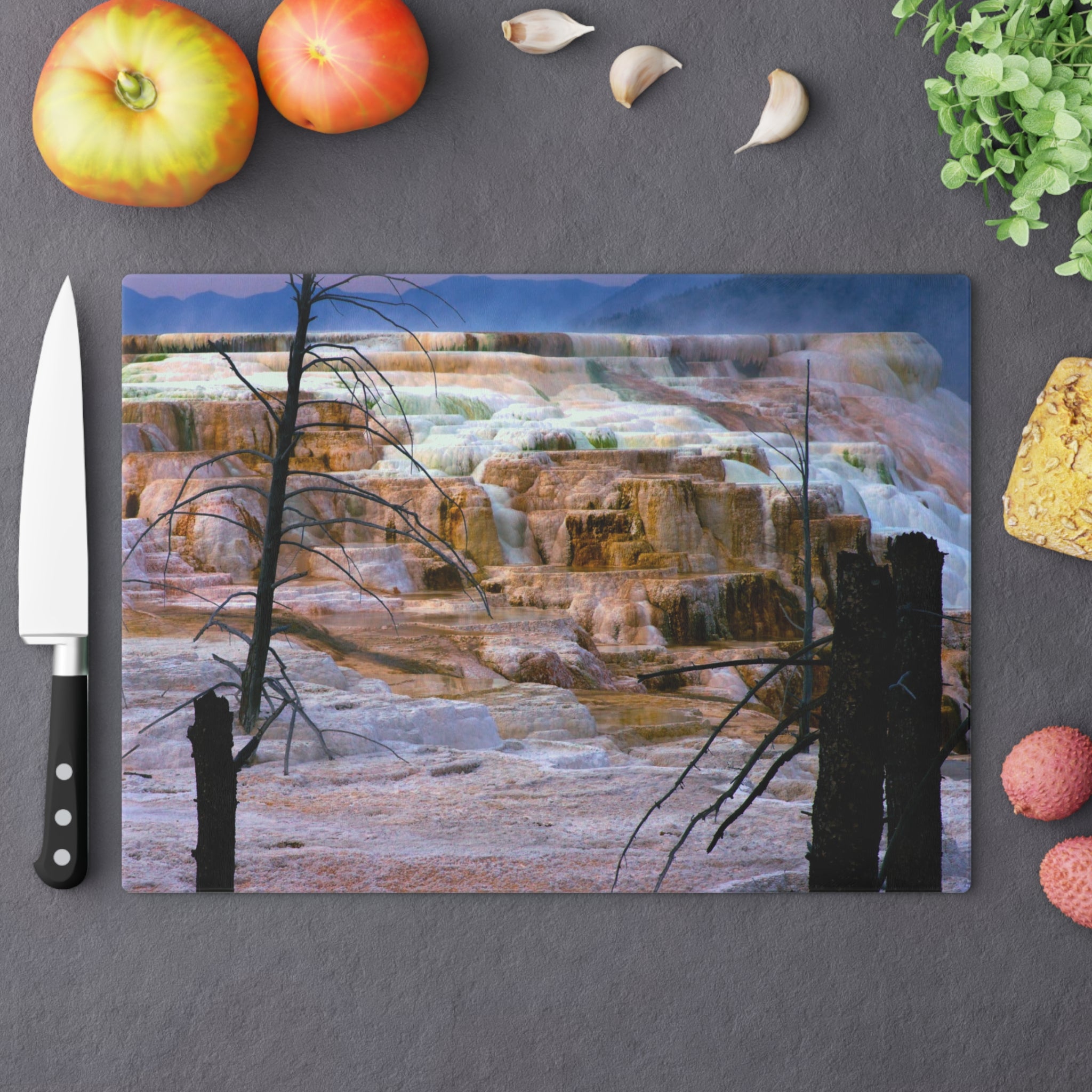 Tempered Glass Cutting Board |Canary Springs Mammoth Hot Springs