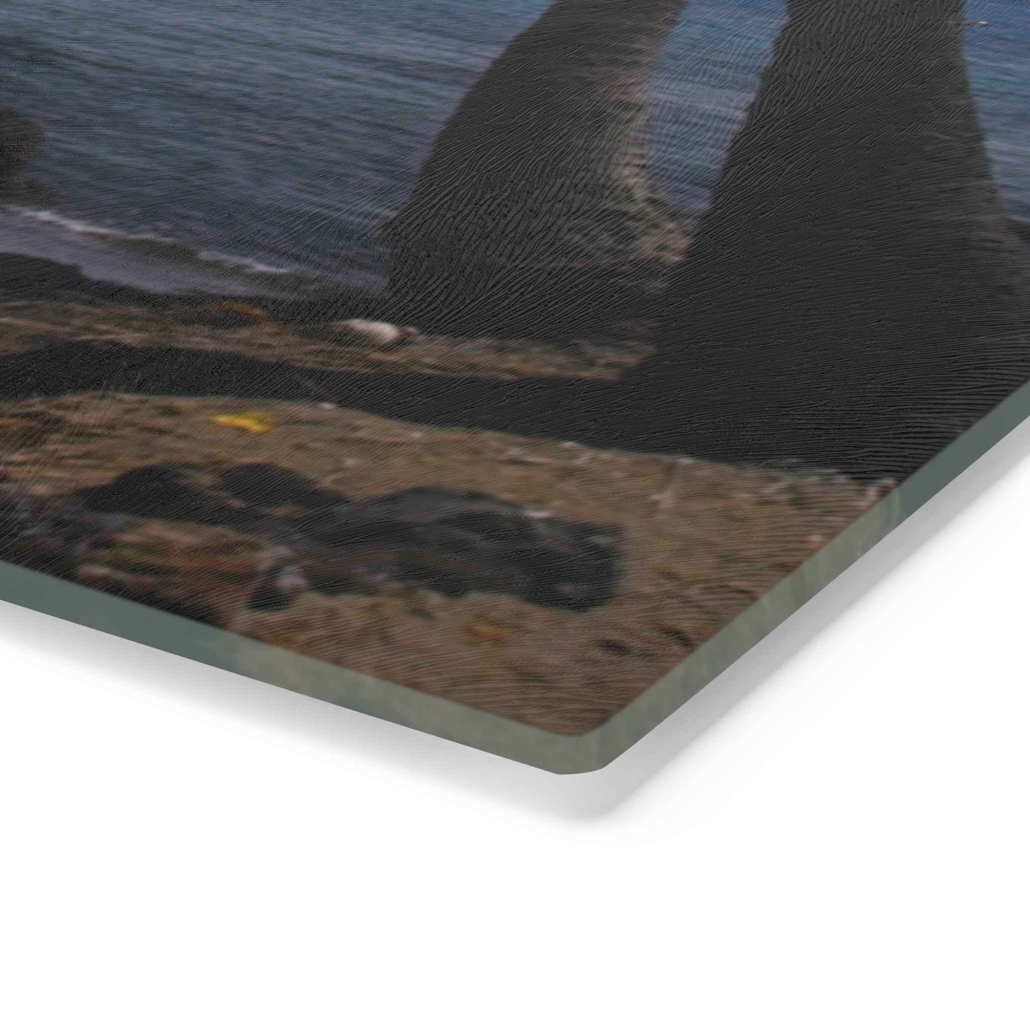 Tempered Glass Cutting Board | Big Island Black Sand and Blue Ocean | Hawaii | My Blu Horizon