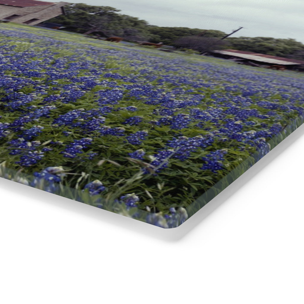 Tempered Glass Cutting Board - Texas Bluebonnets, Marble Falls House- My Blu Horizon
