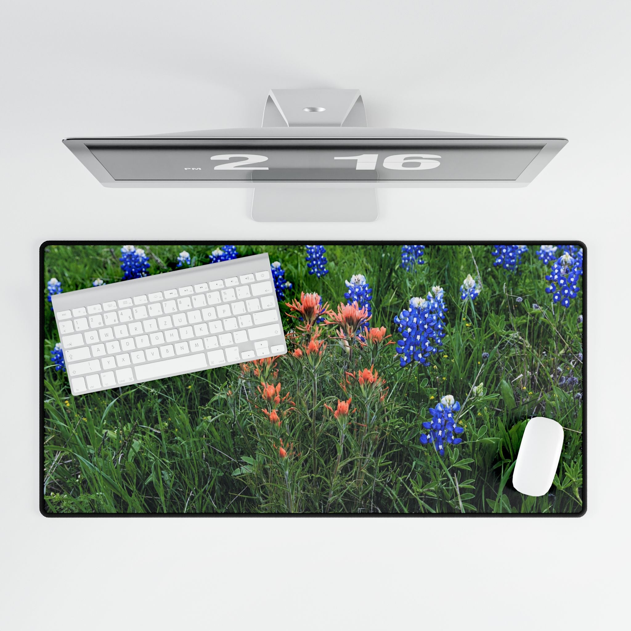 Mouse Pad & Desk Mat | Texas Bluebonnets & Peach Indian Paintbrush | My Blu Horizon