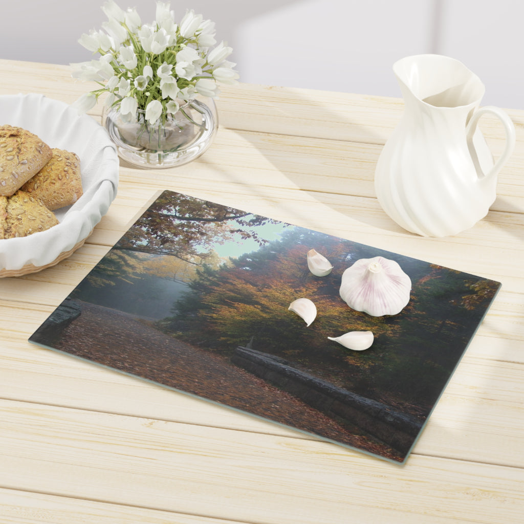 Tempered Glass Cutting Board - Leaf Peeping Carriage Roads Acadia - My Blu Horizon