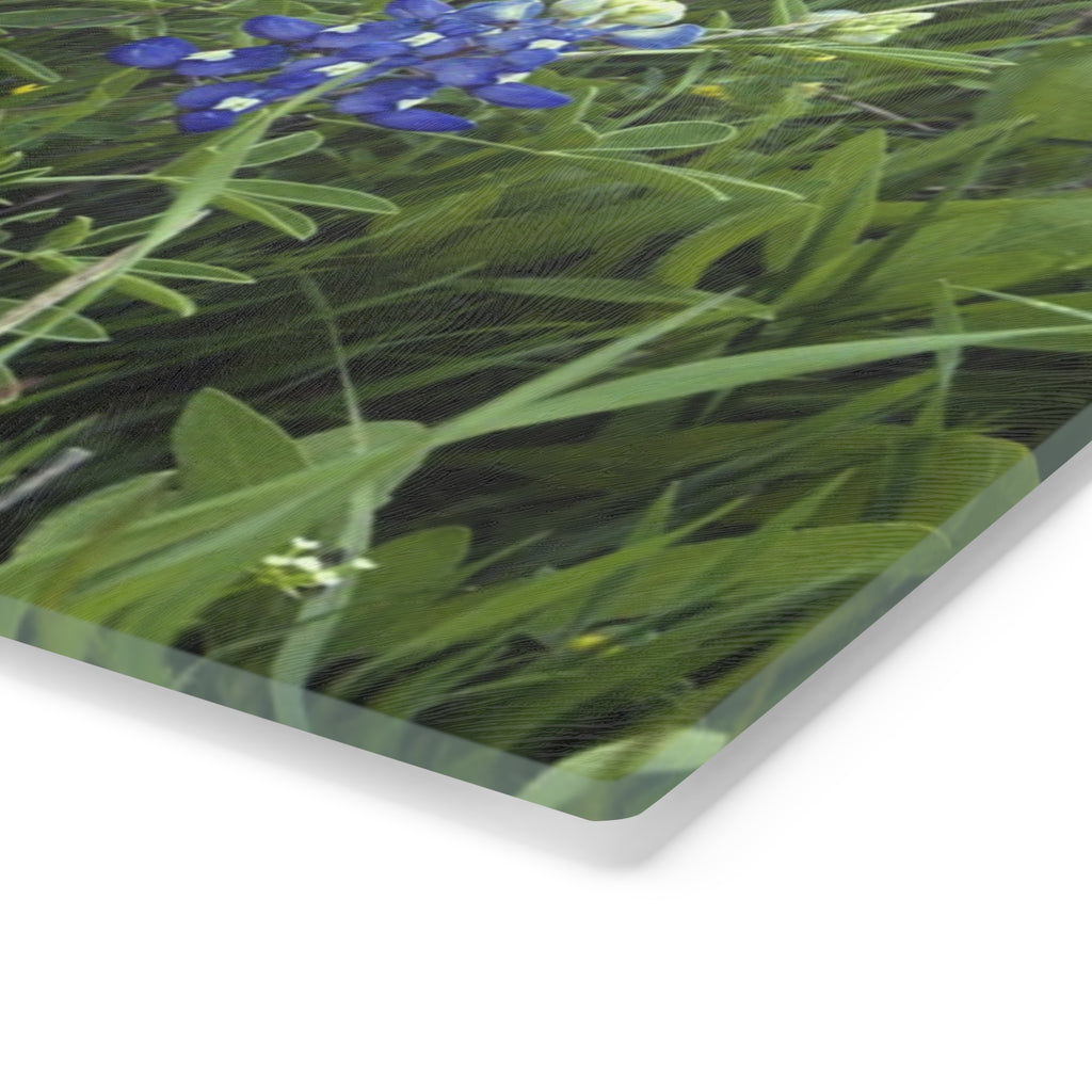 Tempered Glass Cutting Board - Texas Icons Bluebonnets and Paintbrushes - My Blu Horizon