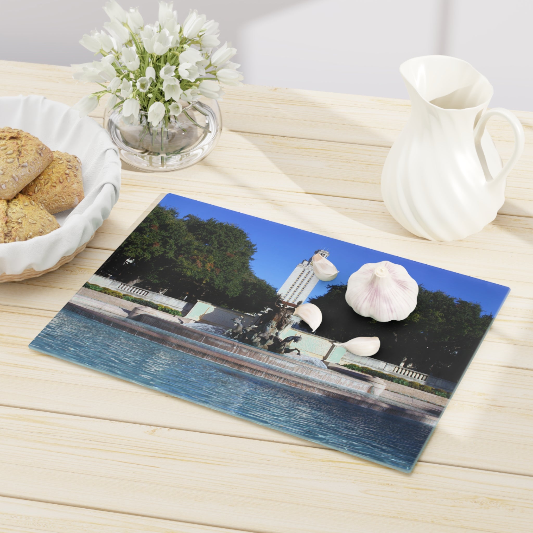 Tempered Glass Cutting Board - Littlefield Fountain, Texas Longhorns - My Blu Horizon
