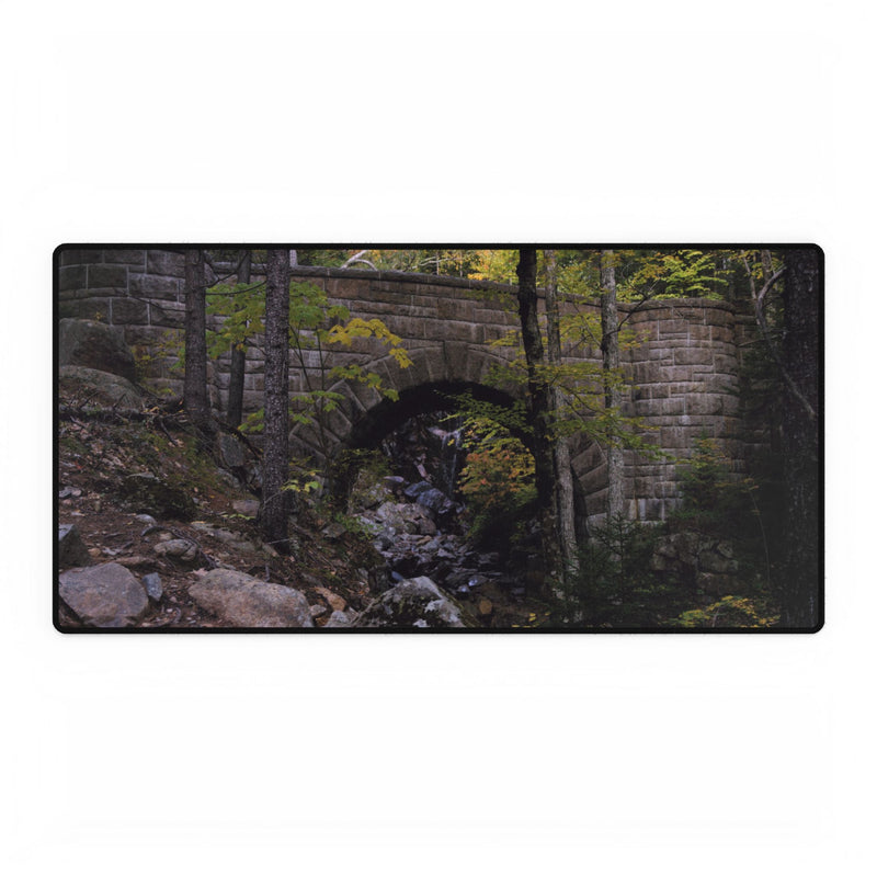 Mouse Pad or Desk Mat | Waterfall Bridge Summer | Acadia National Park | My Blu Horizon