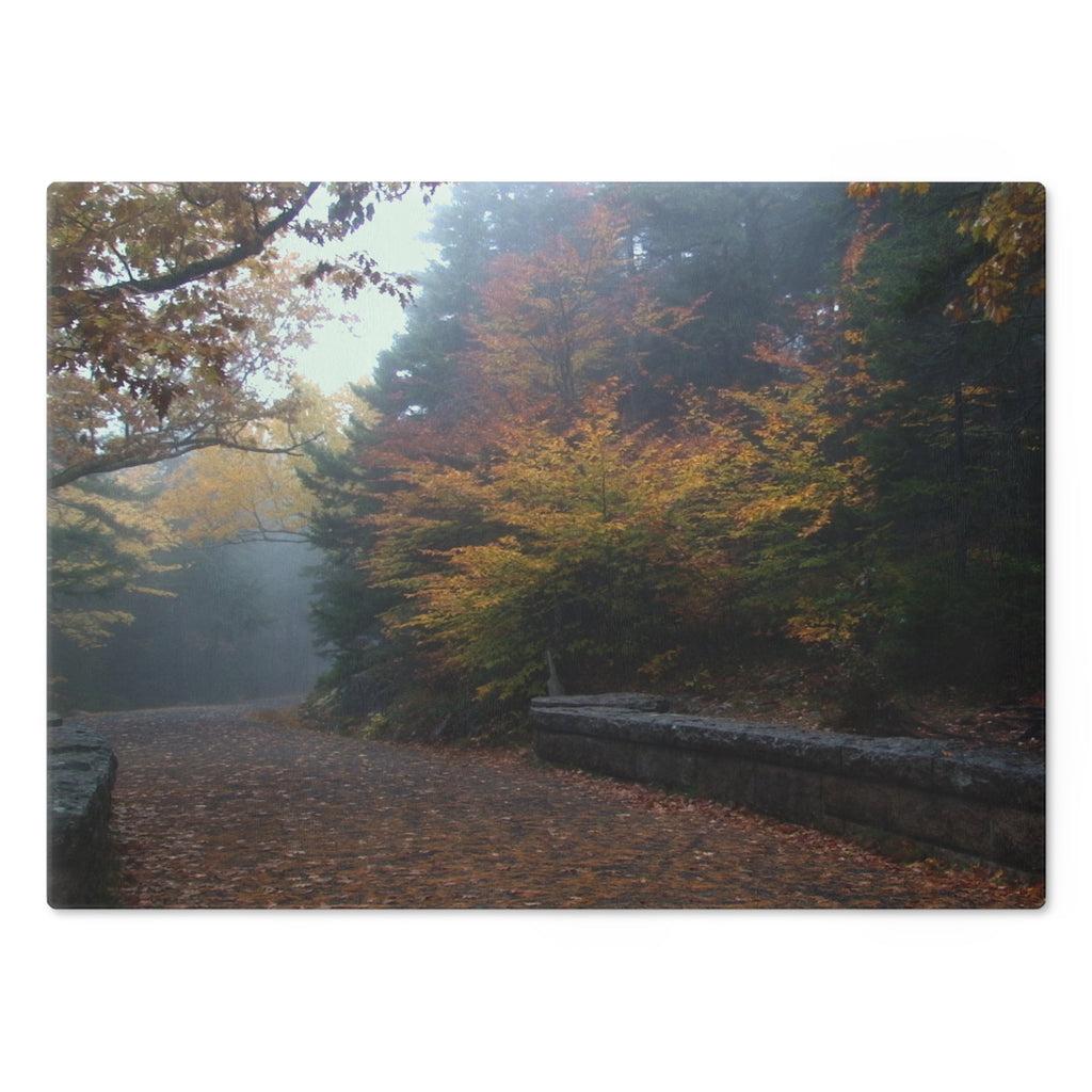 Tempered Glass Cutting Board - Leaf Peeping Carriage Roads Acadia - My Blu Horizon