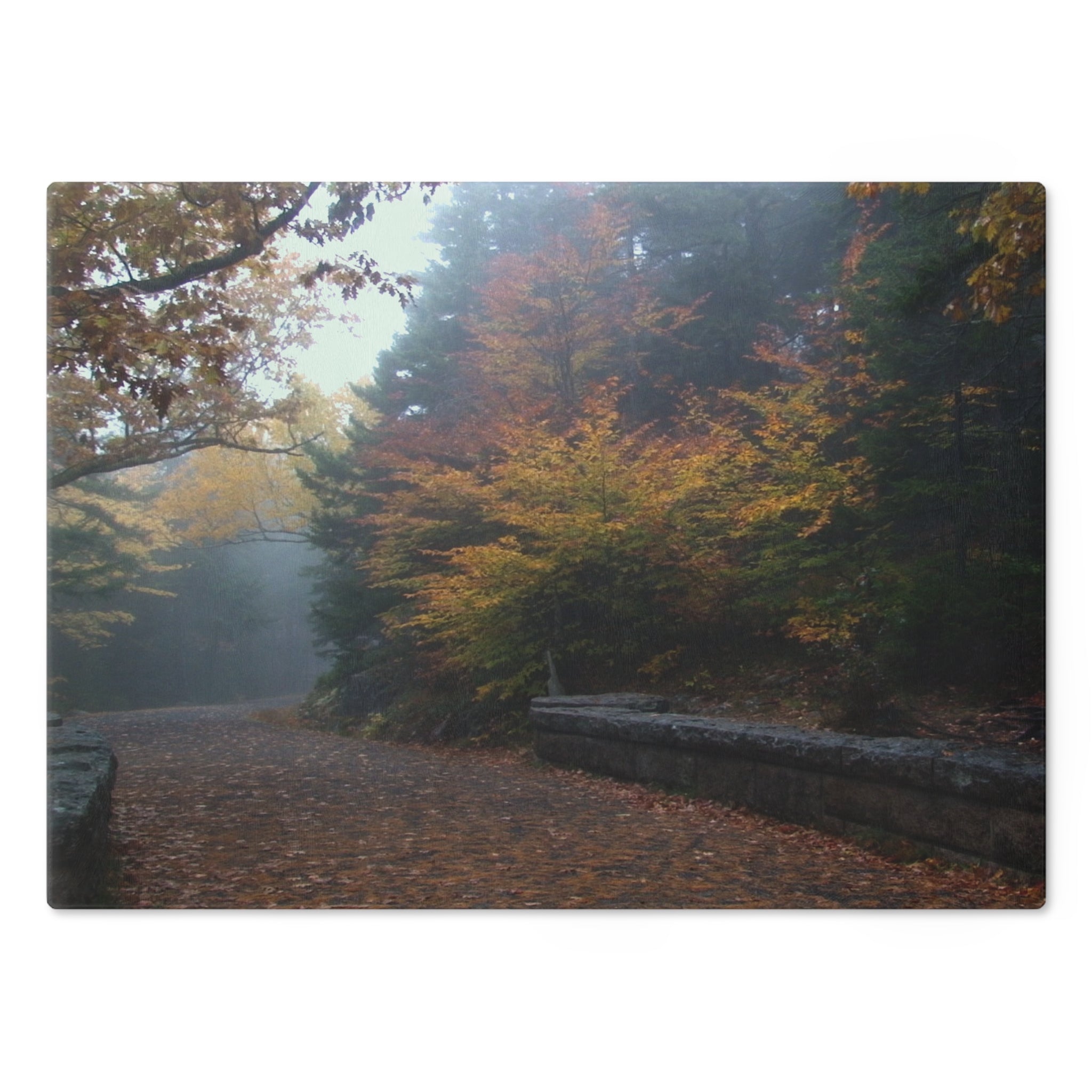 Tempered Glass Cutting Board - Leaf Peeping Carriage Roads Acadia - My Blu Horizon