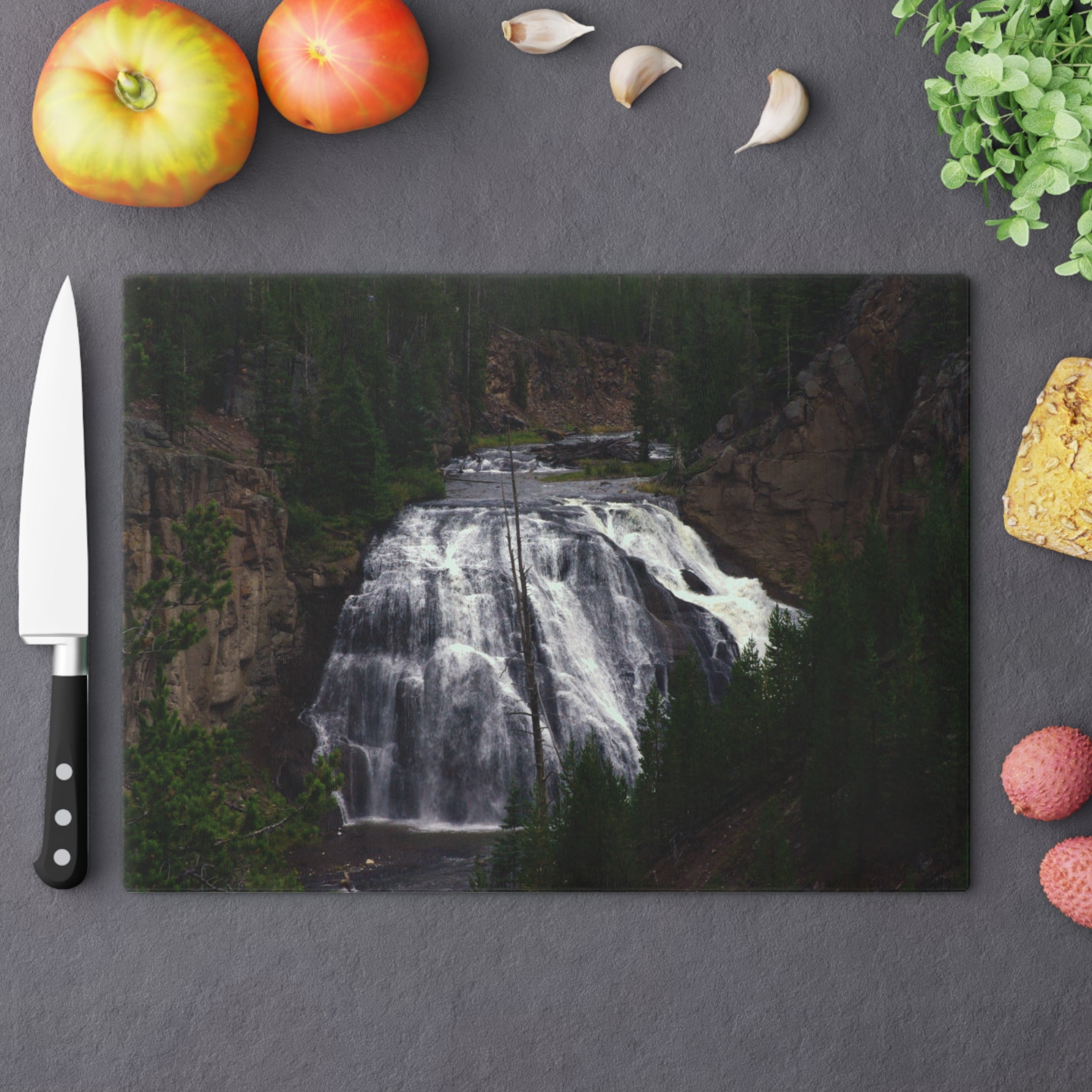 Tempered Glass Cutting Board | Gibbon Falls | Yellowstone National Park | My Blu Horizon