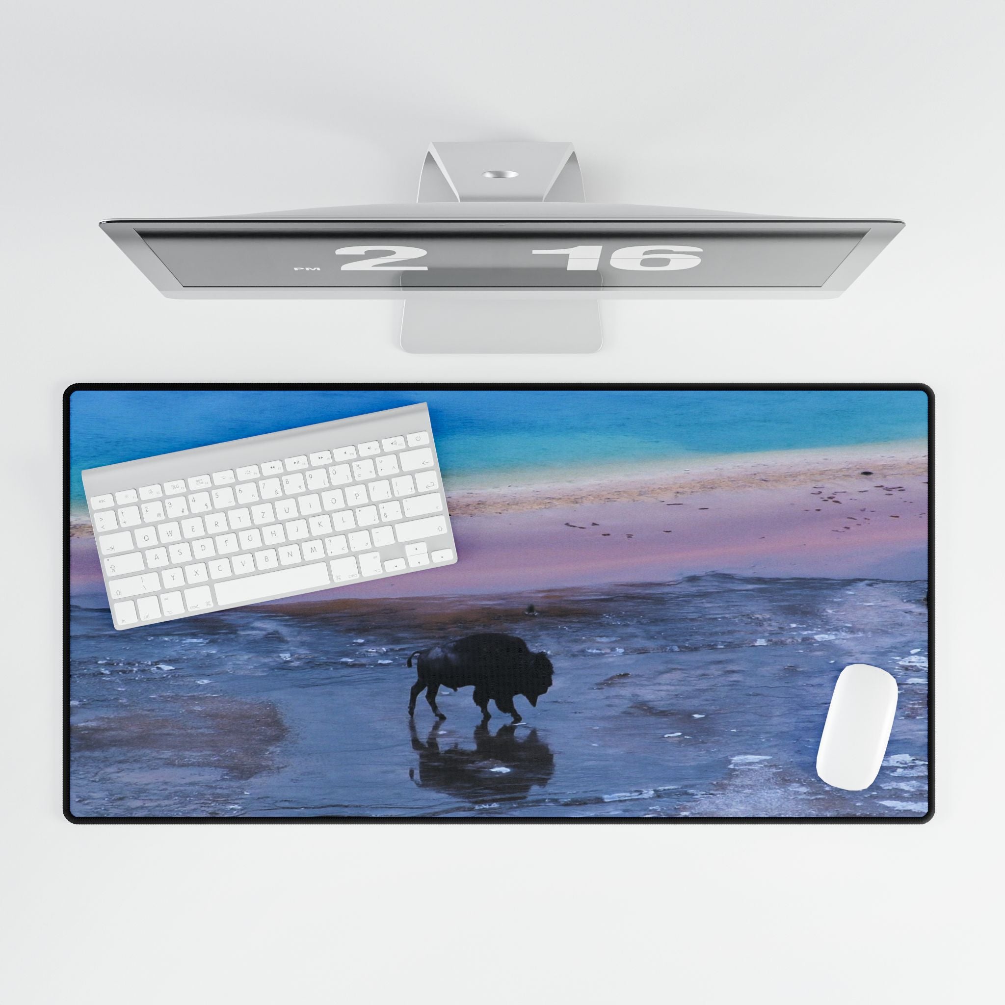 Premium Mouse Pad and Desk Mats - Yellowstone Icons Bison and Grand Prismatic Spring - My Blu Horizon