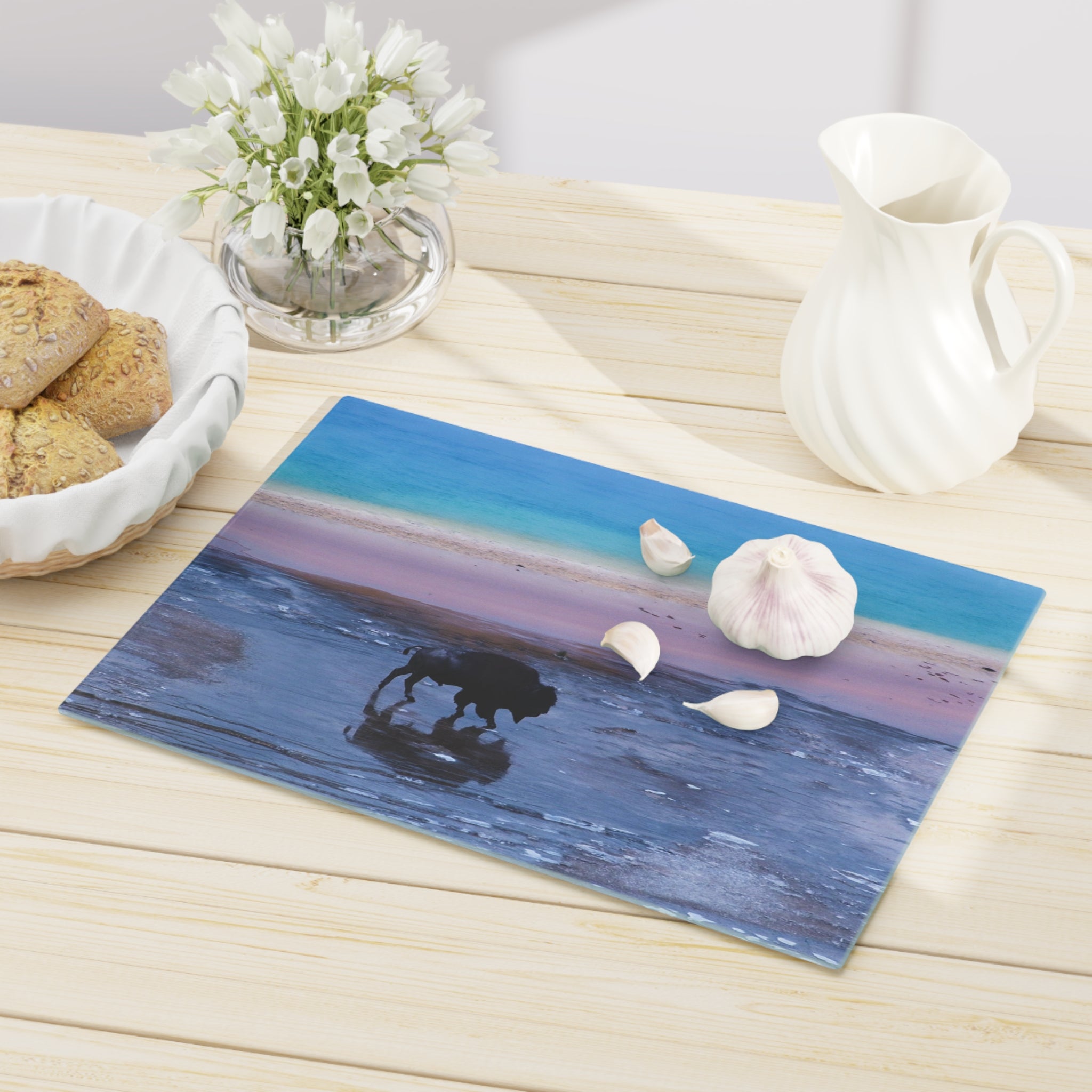 Tempered Glass Cutting Board - Yellowstone Buffalo and Grand Prismatic Spring -  My Blu Horizon