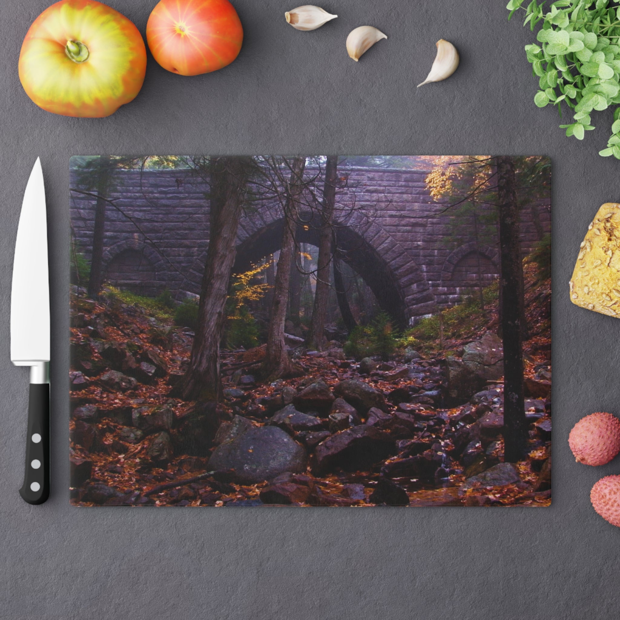 Tempered Glass Cutting Board - Hemlock Bridge,  Acadia - My Blu Horizon