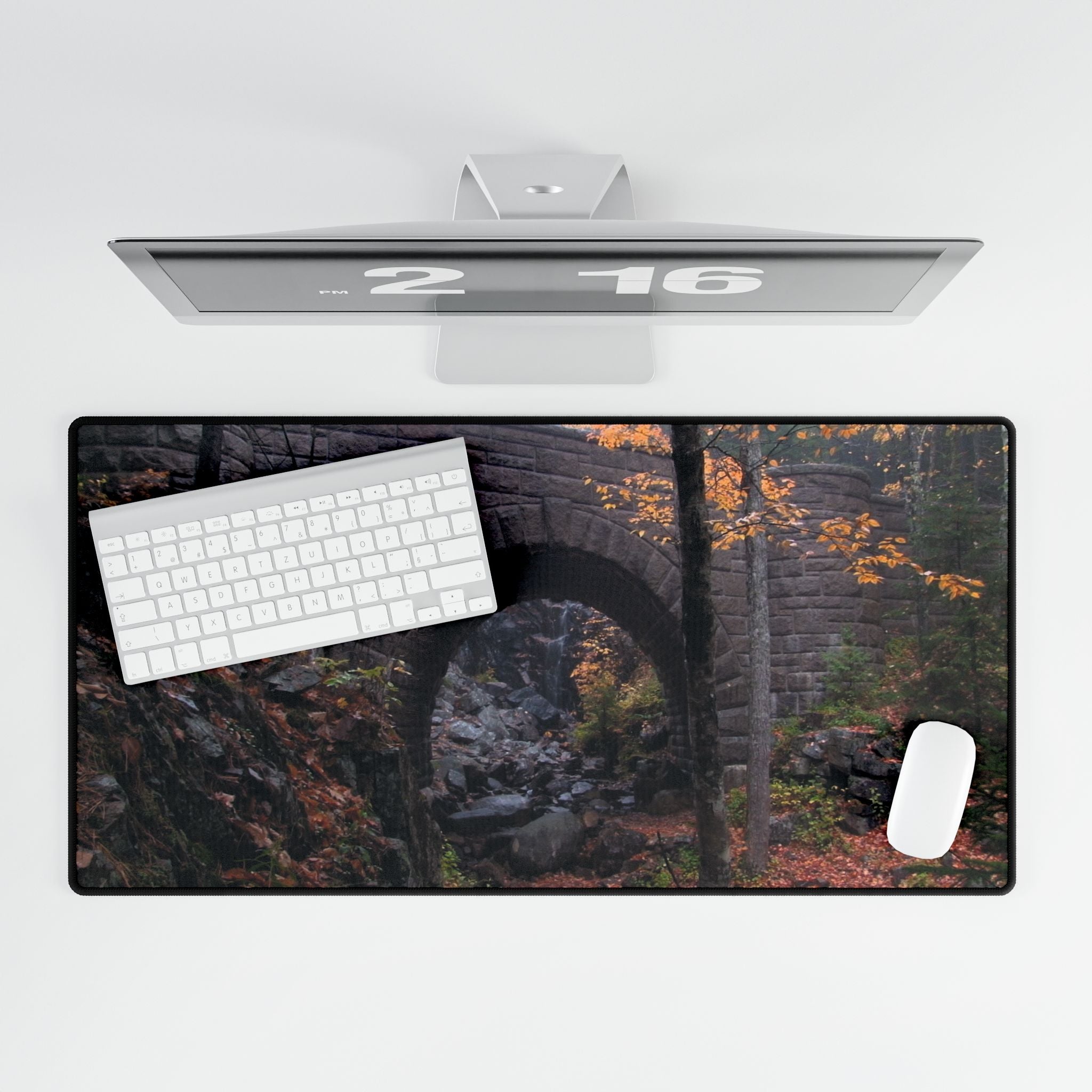 Mouse Pad or Desk Mat | Waterfall Bridge Fall | Acadia National Park | My Blu Horizon