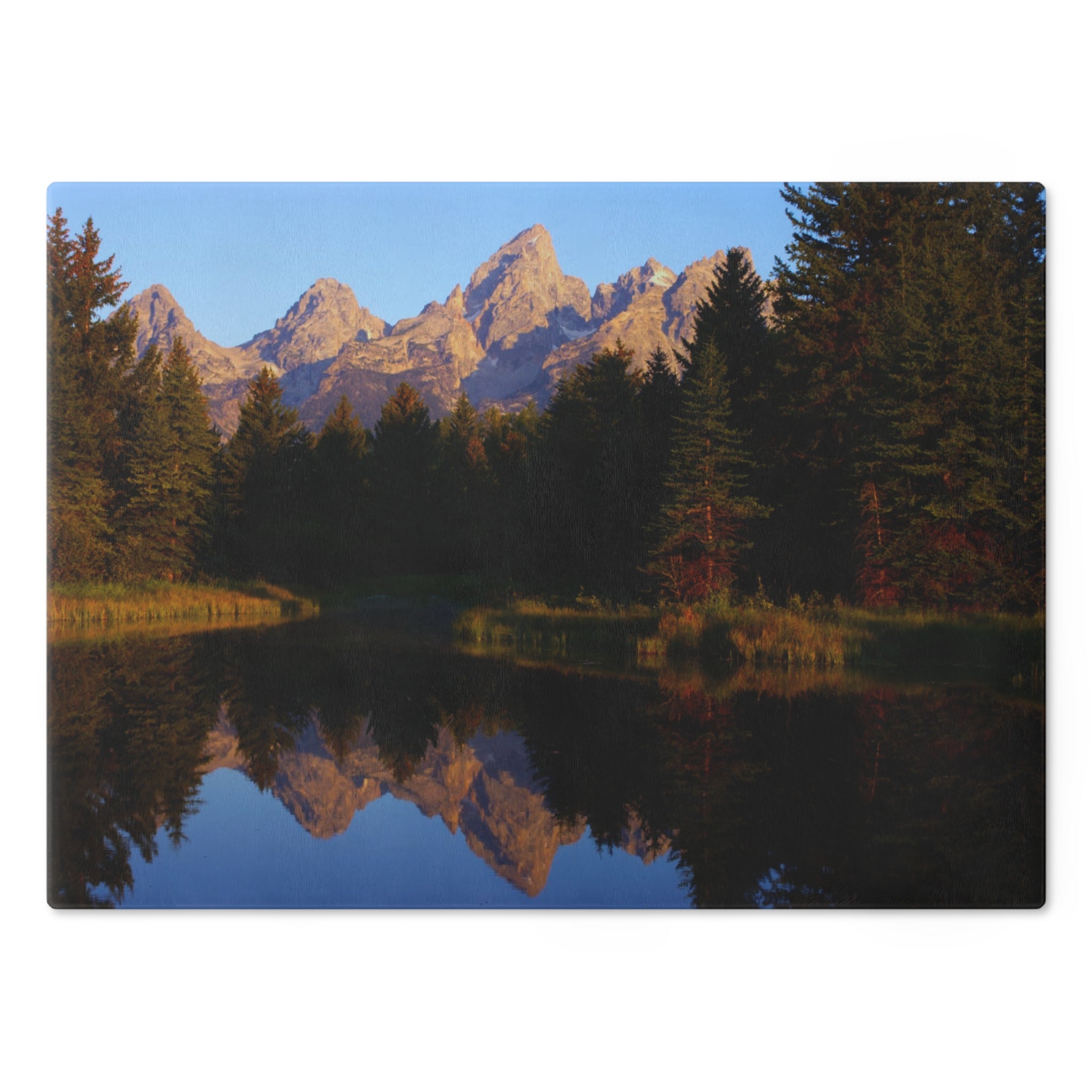 Tempered Glass Cutting Board - Schwabacher's Landing Grand Tetons - My Blu Horizon