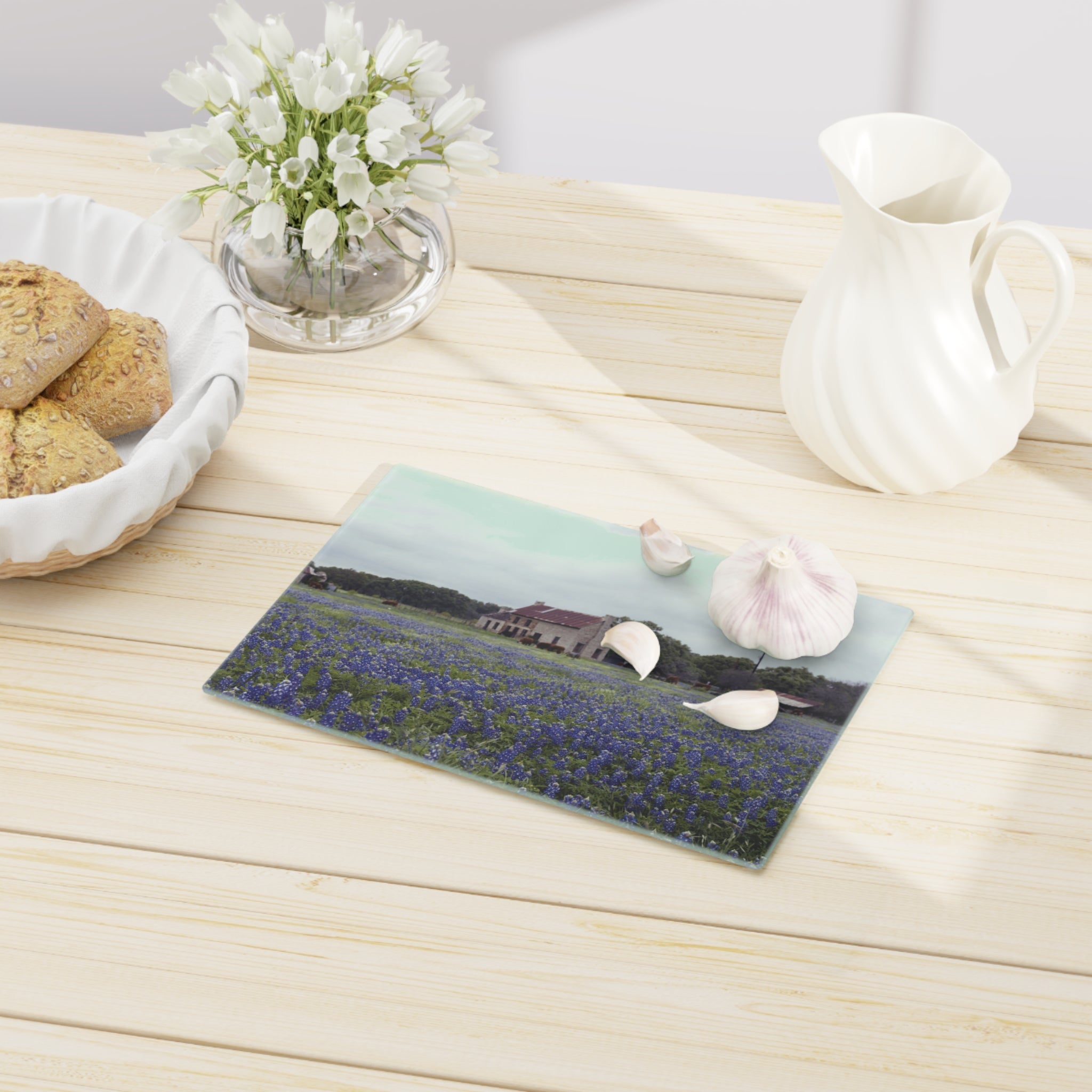 Tempered Glass Cutting Board - Texas Bluebonnets, Marble Falls House- My Blu Horizon