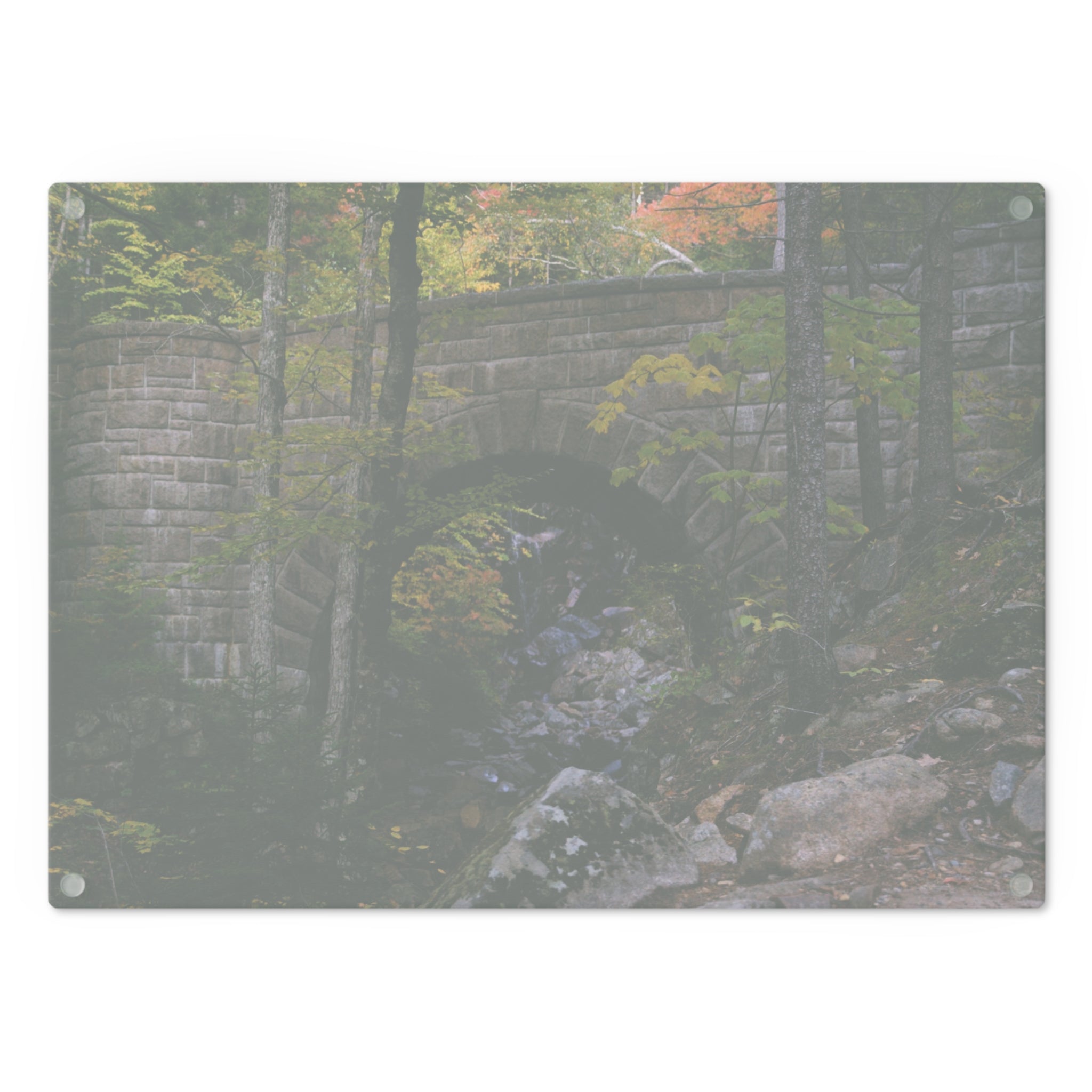 Tempered Glass Cutting Board - Waterfall Bridge, Acadia National Park - My Blu Horizon
