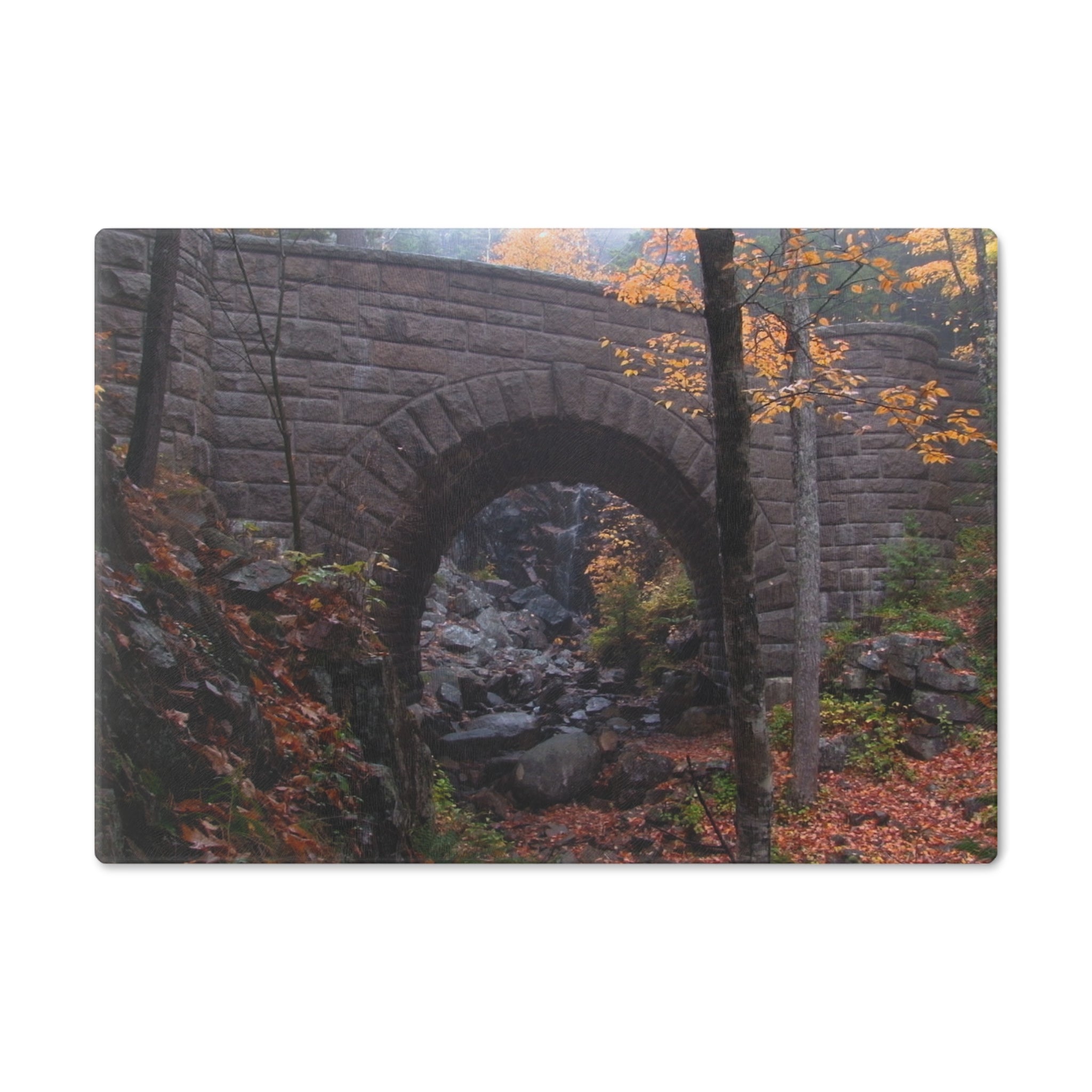 Tempered Glass Cutting Board | Waterfall Bridge Fall | Acadia National Park | My Blu Horizon
