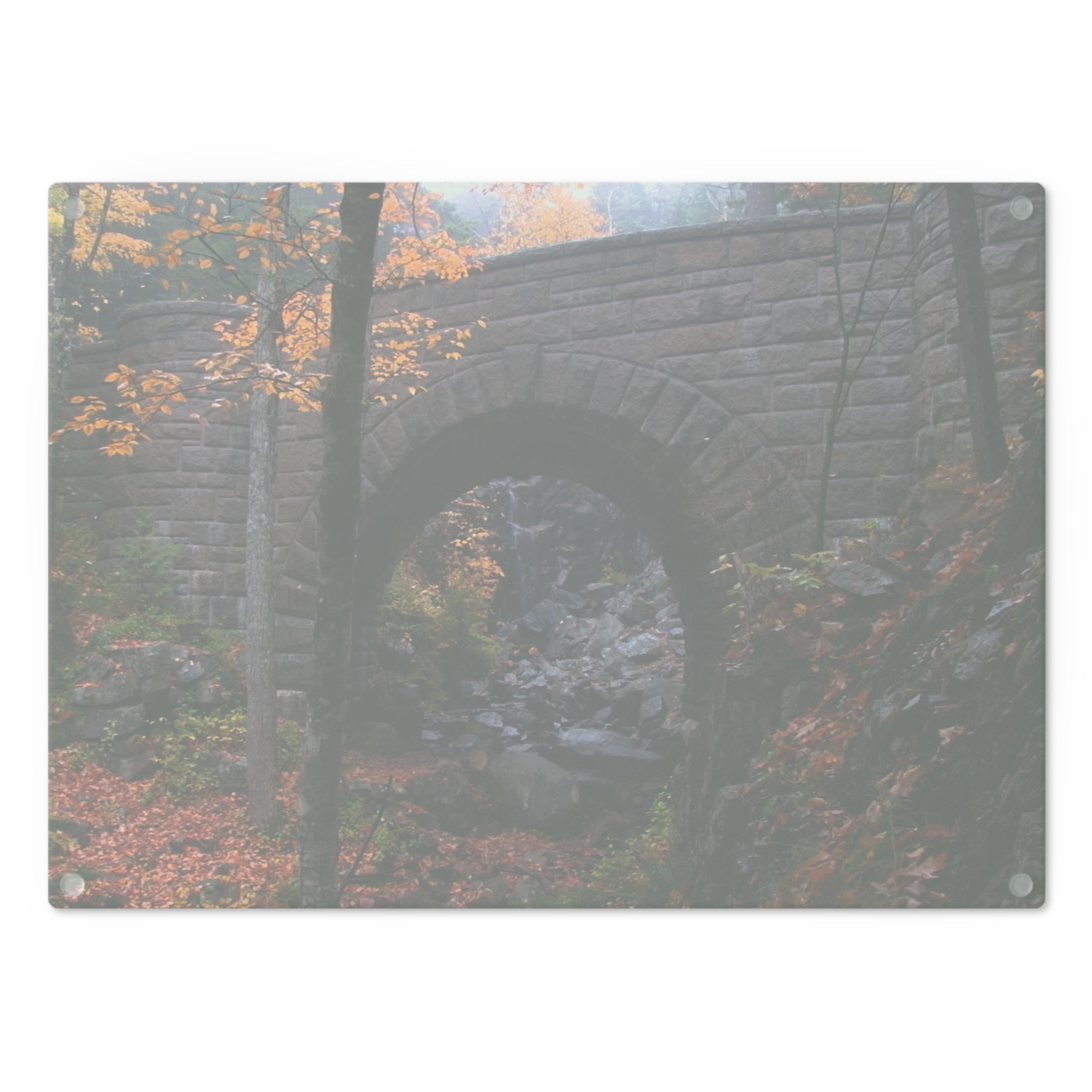 Tempered Glass Cutting Board | Waterfall Bridge Fall | Acadia National Park | My Blu Horizon