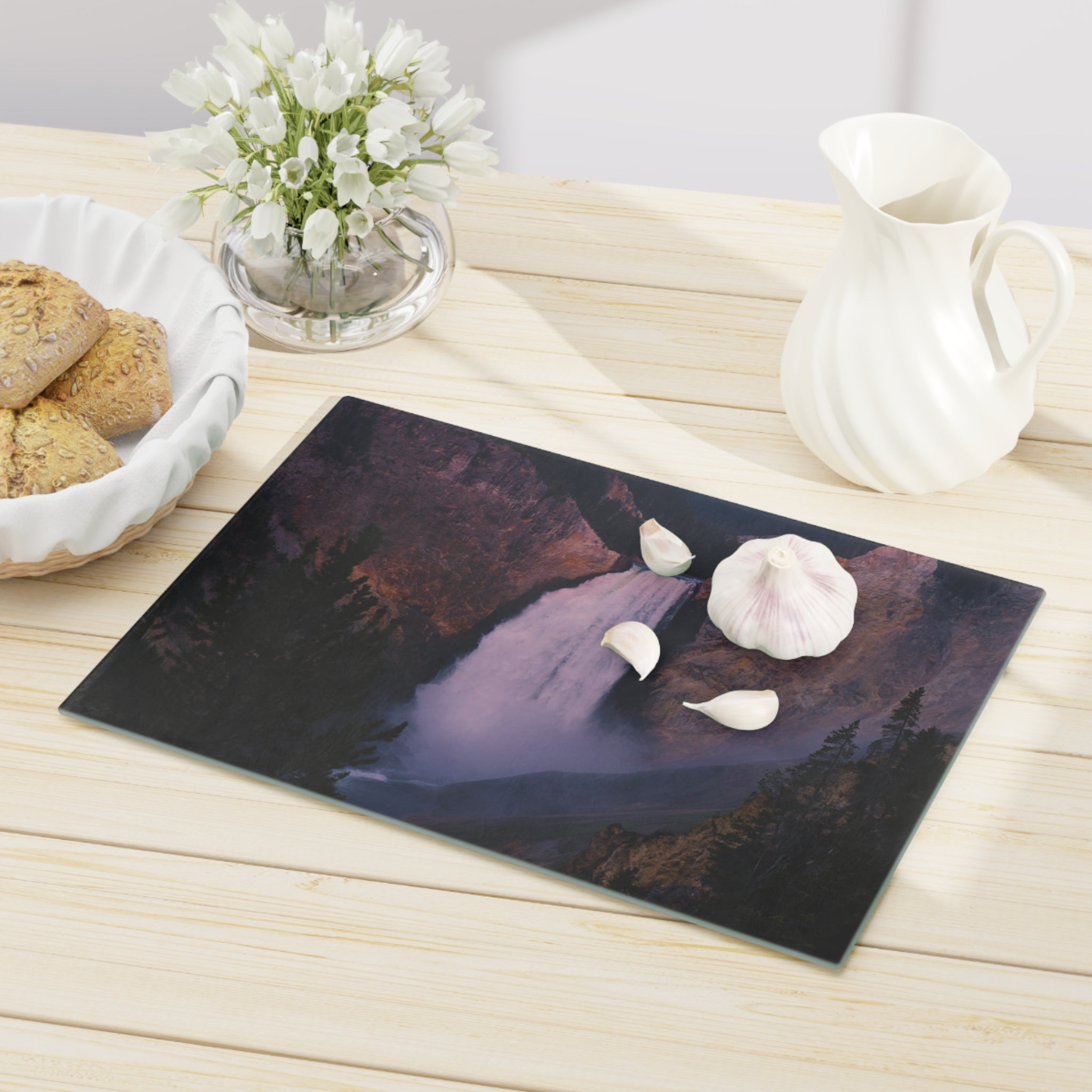 Tempered Glass Cutting Board - Lower Falls, Yellowstone National Park - My Blu Horizon
