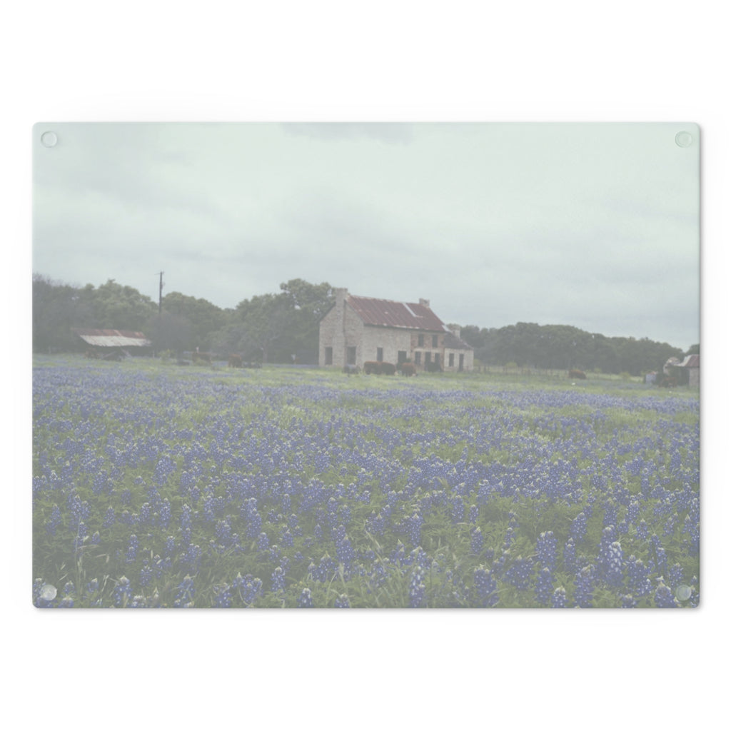 Tempered Glass Cutting Board - Texas Bluebonnets, Marble Falls House- My Blu Horizon