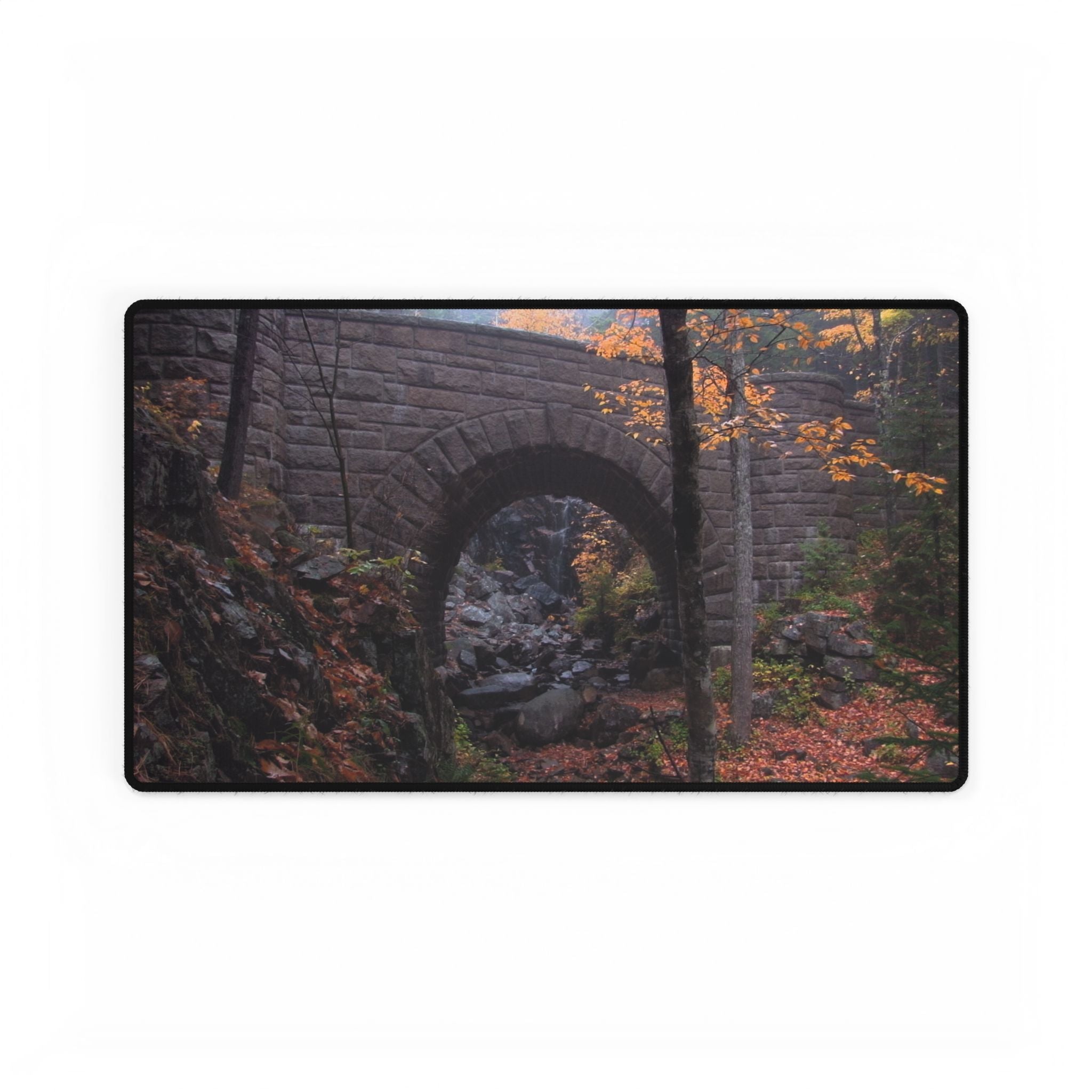 Mouse Pad or Desk Mat | Waterfall Bridge Fall | Acadia National Park | My Blu Horizon