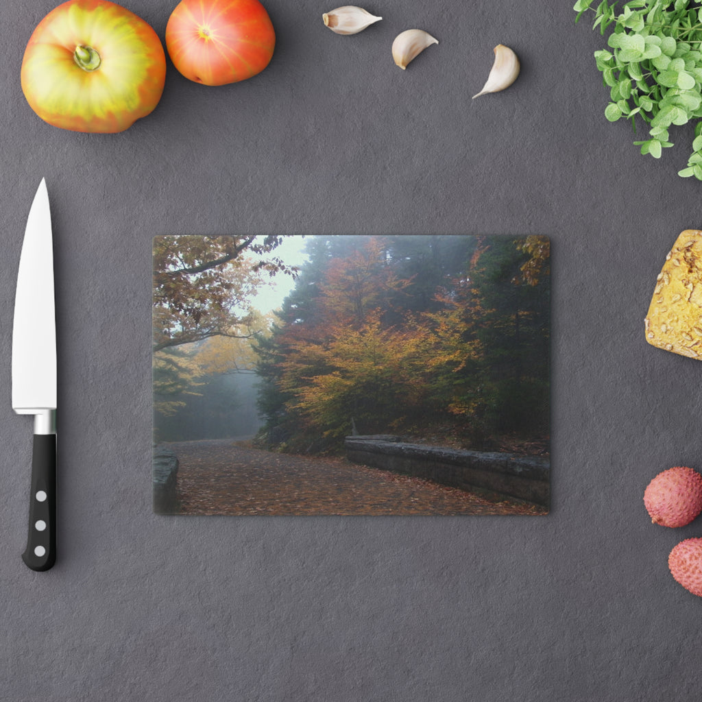 Tempered Glass Cutting Board - Leaf Peeping Carriage Roads Acadia - My Blu Horizon