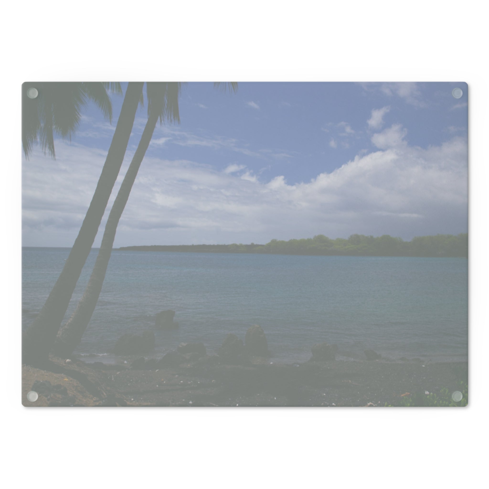 Tempered Glass Cutting Board | Big Island Black Sand and Blue Ocean | Hawaii | My Blu Horizon