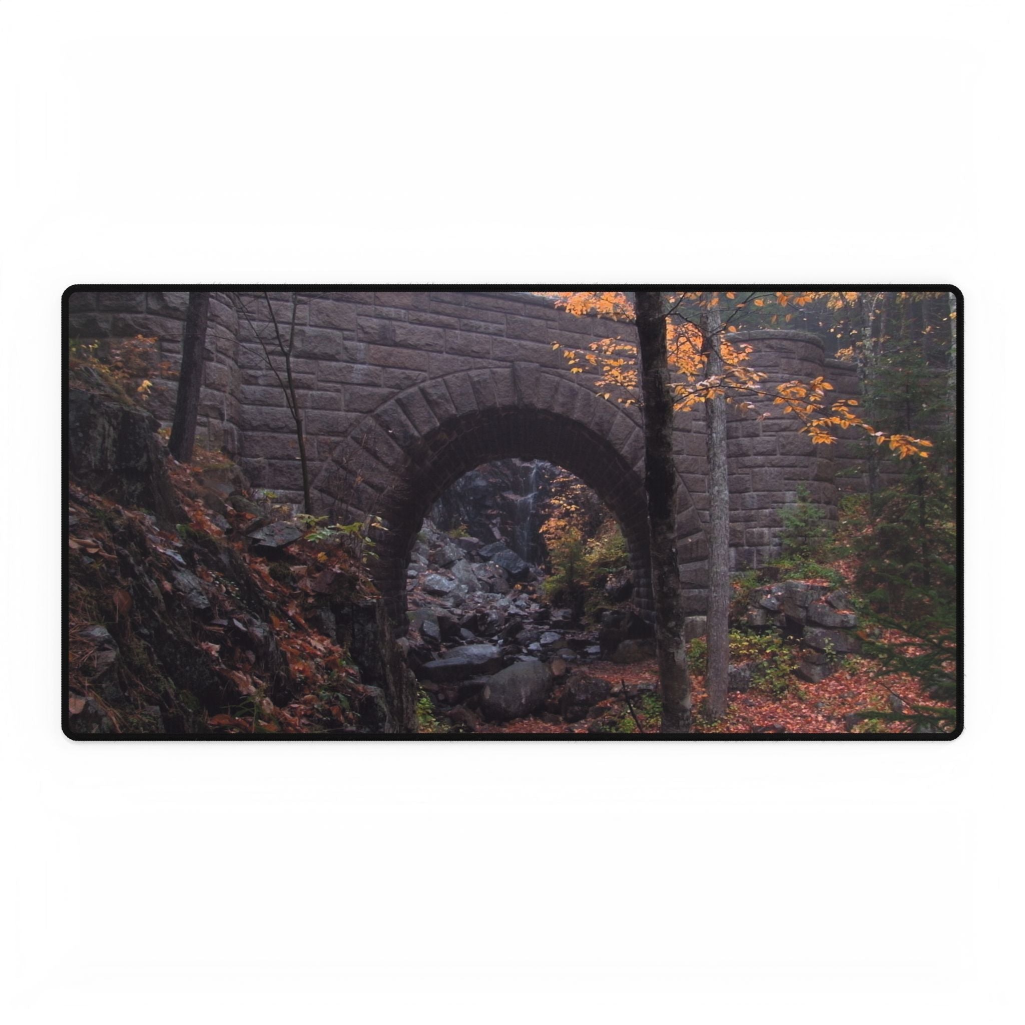 Mouse Pad or Desk Mat | Waterfall Bridge Fall | Acadia National Park | My Blu Horizon