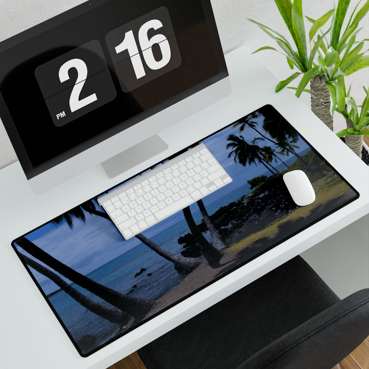 Premium Mouse Pad or Desk Mat | Big Island Surf, Sand and Palms | Hawaii | My Blu Horizon