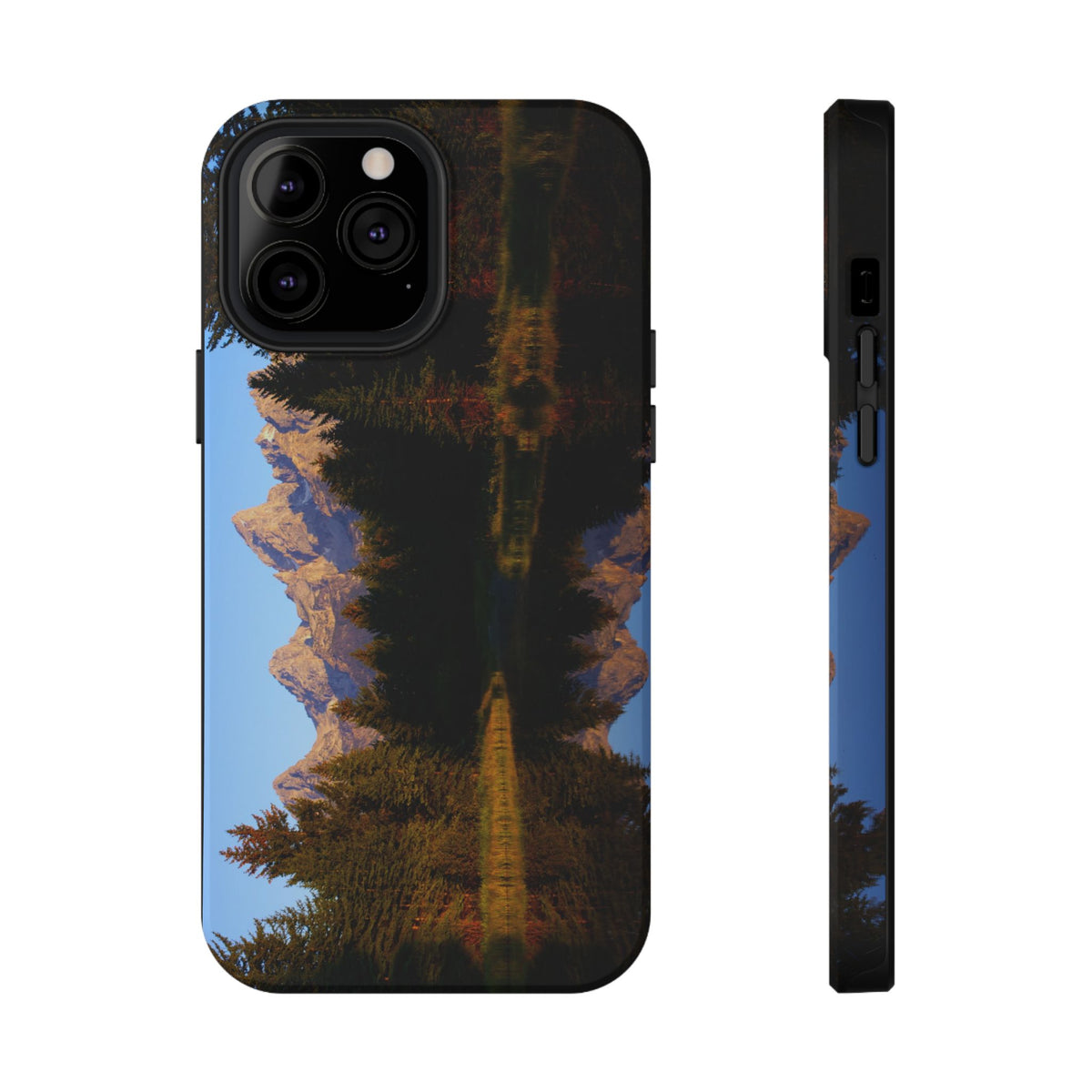 Dual-layer smartphone case featuring a scenic view of Schwabacher’s Landing and the rugged Grand Teton mountain range.
