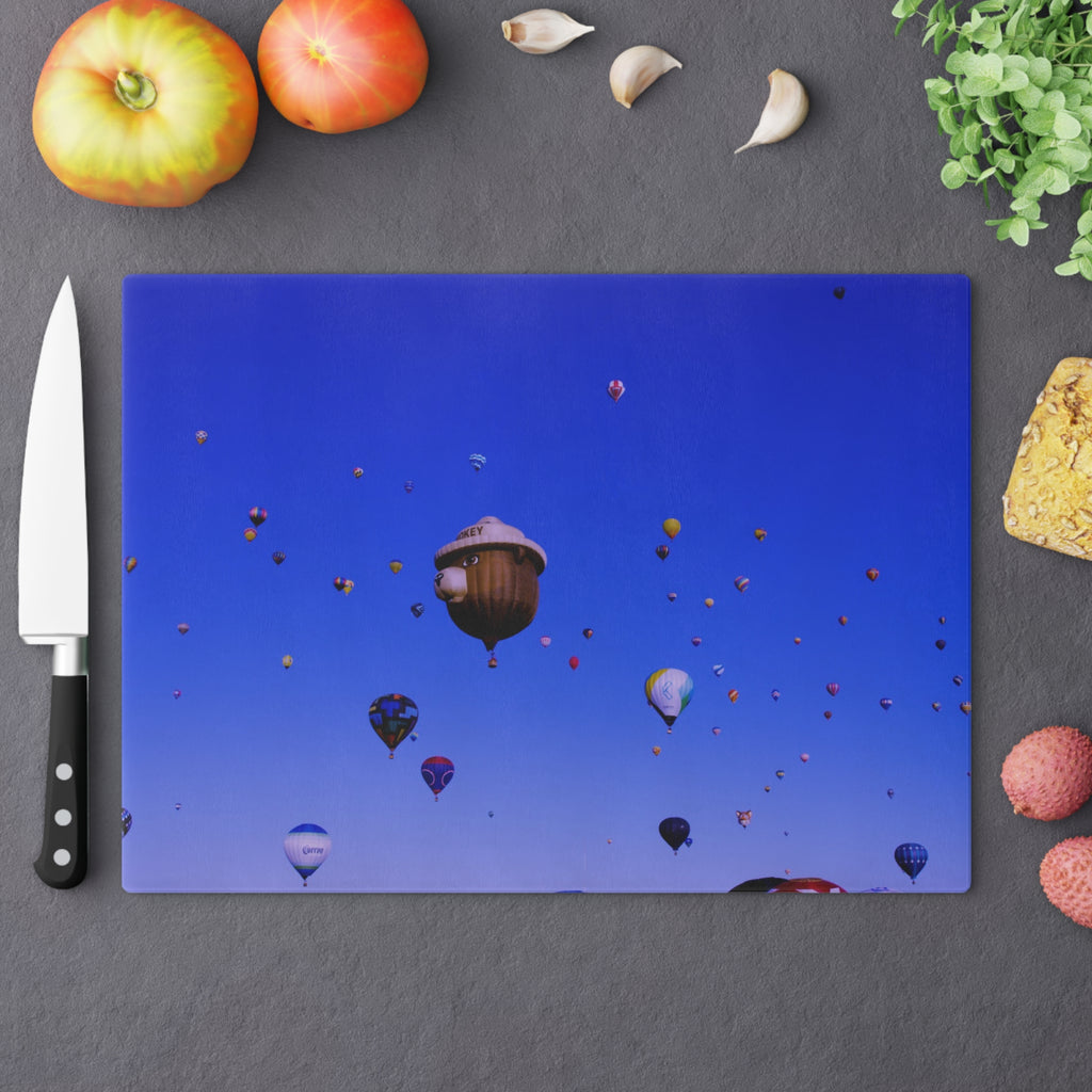 Tempered Glass Cutting Board - Balloon Fiesta Mass Ascension - My Blu Horizon