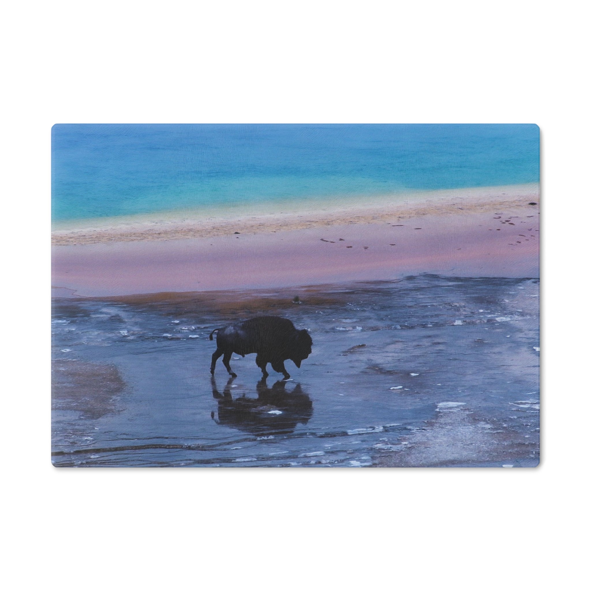 Tempered Glass Cutting Board - Yellowstone Buffalo and Grand Prismatic Spring -  My Blu Horizon