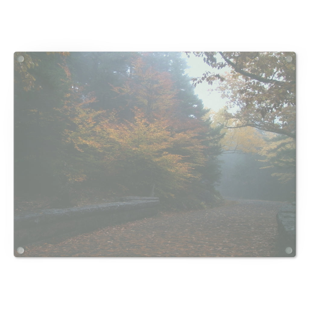 Tempered Glass Cutting Board - Leaf Peeping Carriage Roads Acadia - My Blu Horizon