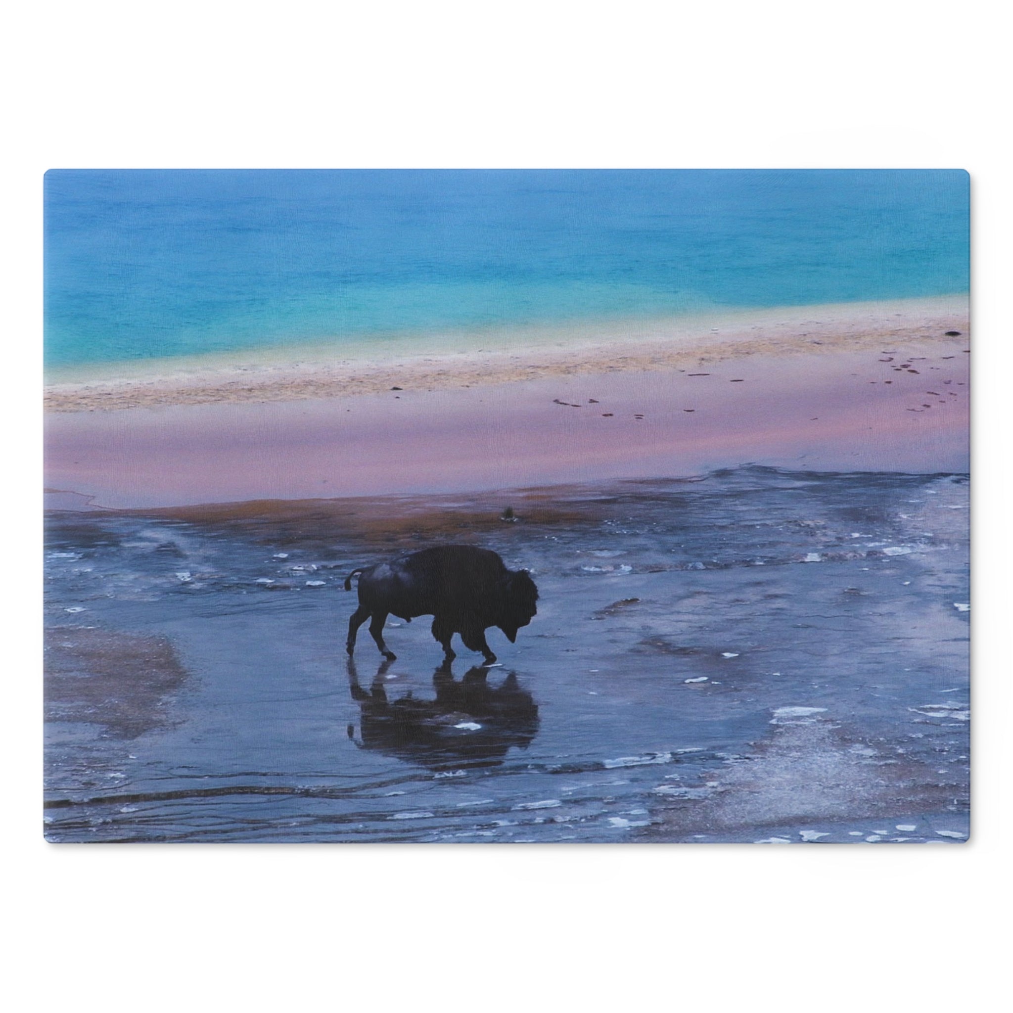Tempered Glass Cutting Board - Yellowstone Buffalo and Grand Prismatic Spring -  My Blu Horizon
