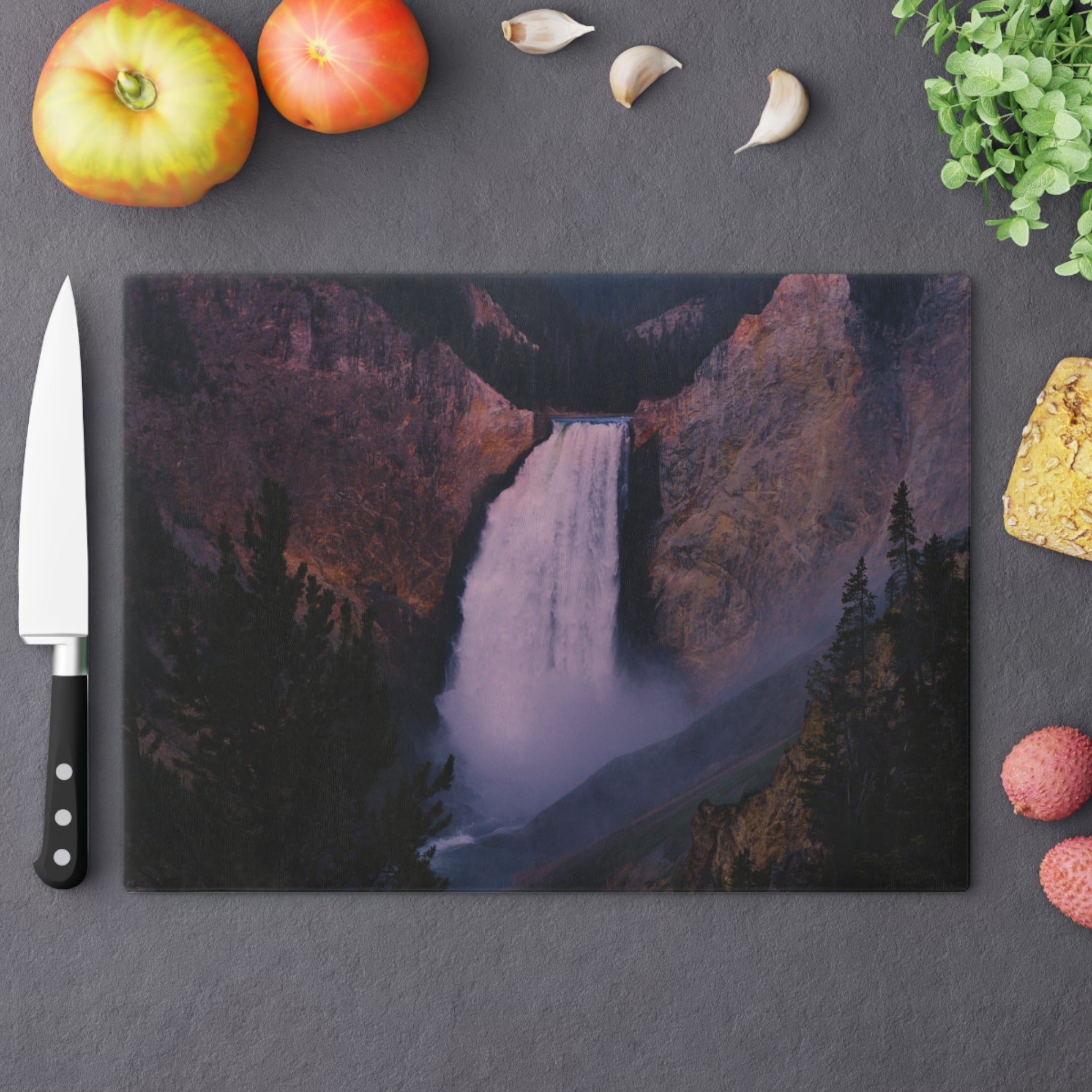 Tempered Glass Cutting Board - Lower Falls, Yellowstone National Park - My Blu Horizon