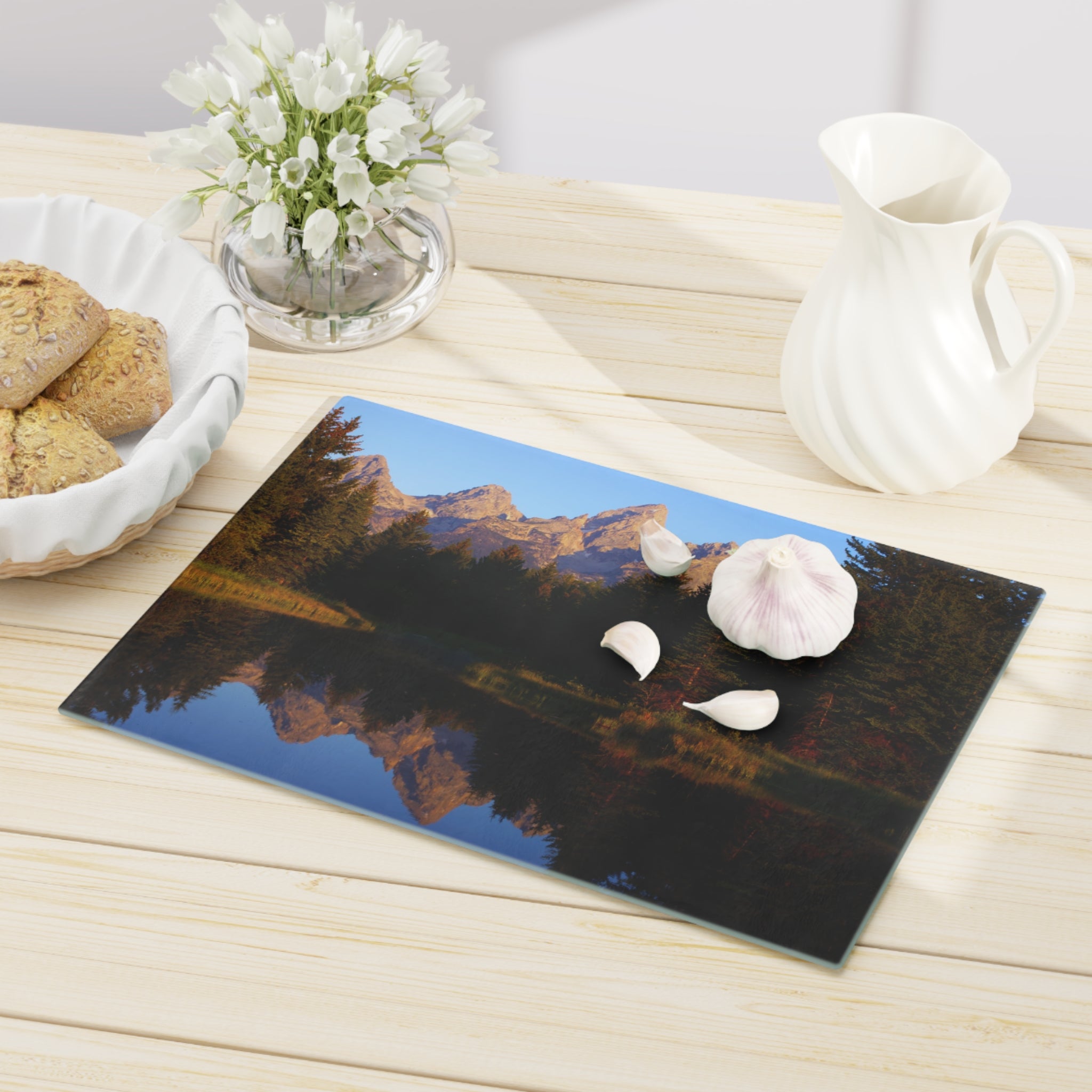 Tempered Glass Cutting Board - Schwabacher's Landing Grand Tetons - My Blu Horizon