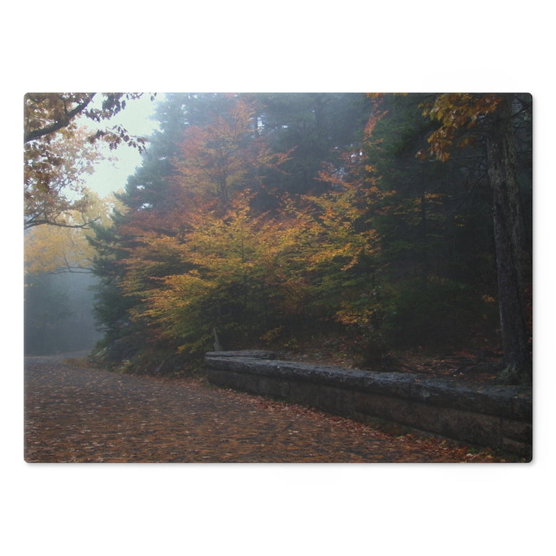 Tempered Glass Cutting Board | Waterfall Bridge Carriage Road View | Acadia National Park | My Blu Horizon